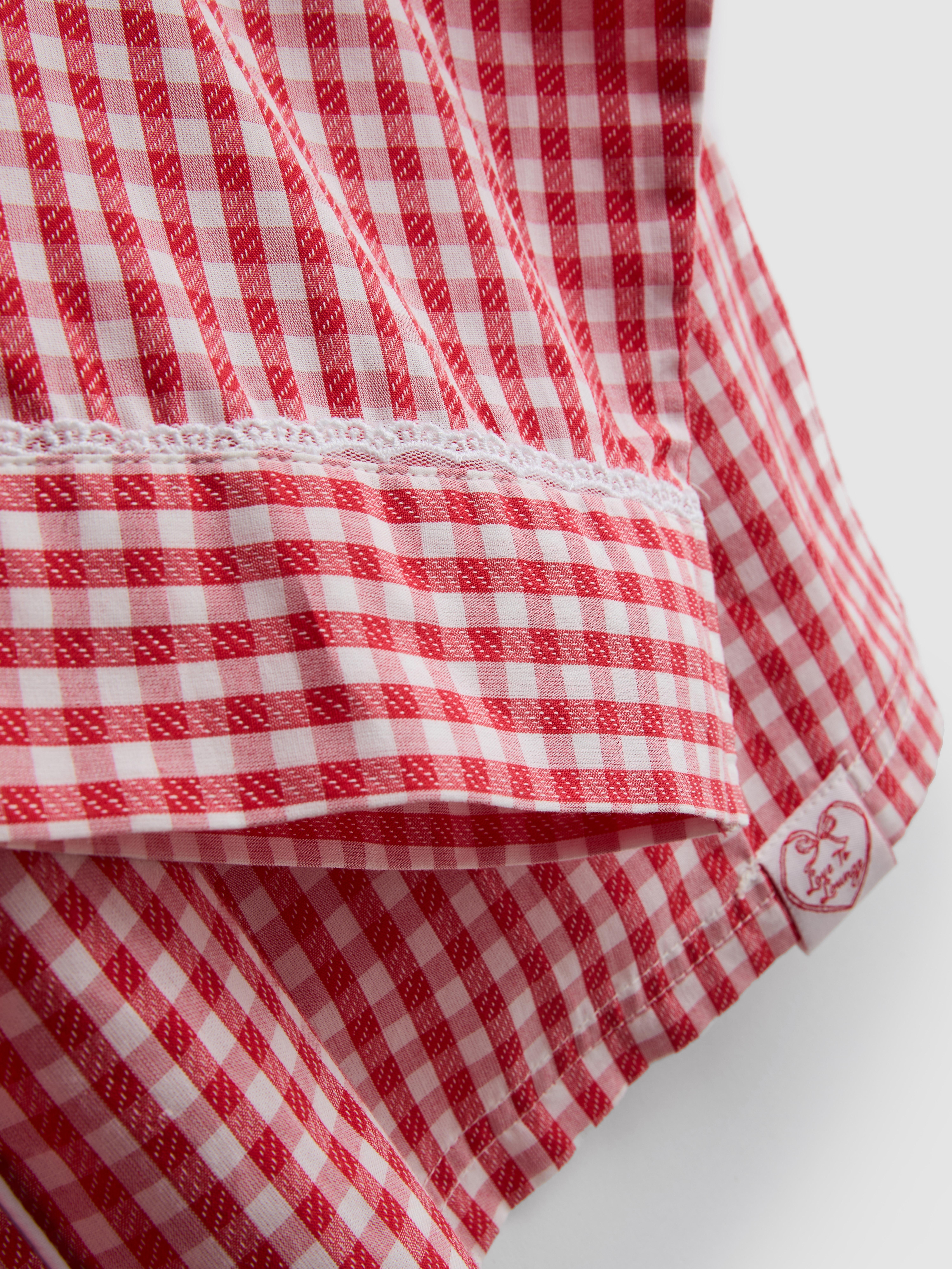 Women's Red Gingham Heart Detail Pajama Shirt