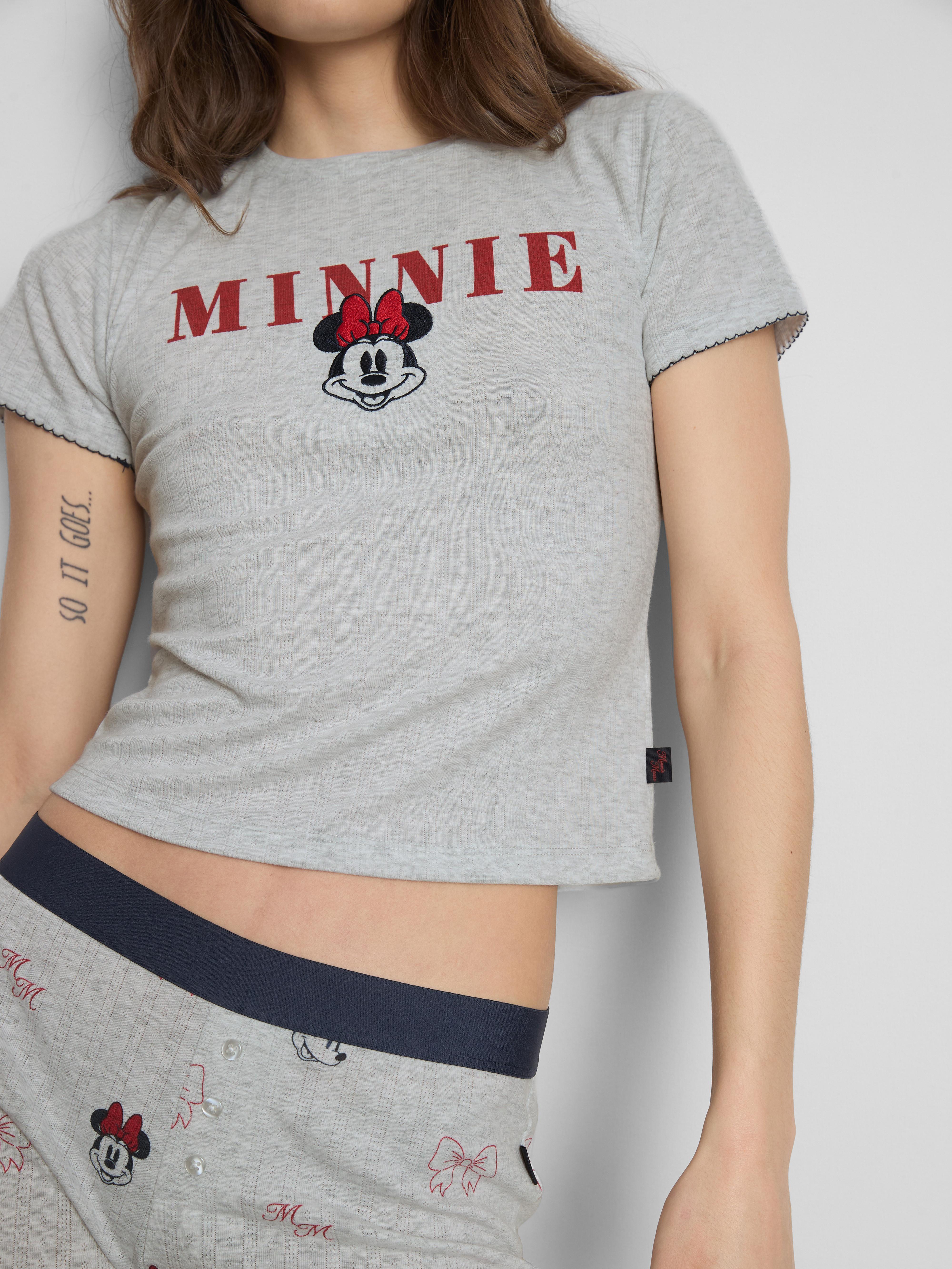 Women's Gray Disney's Minnie Mouse Pointelle Shorty Pajamas