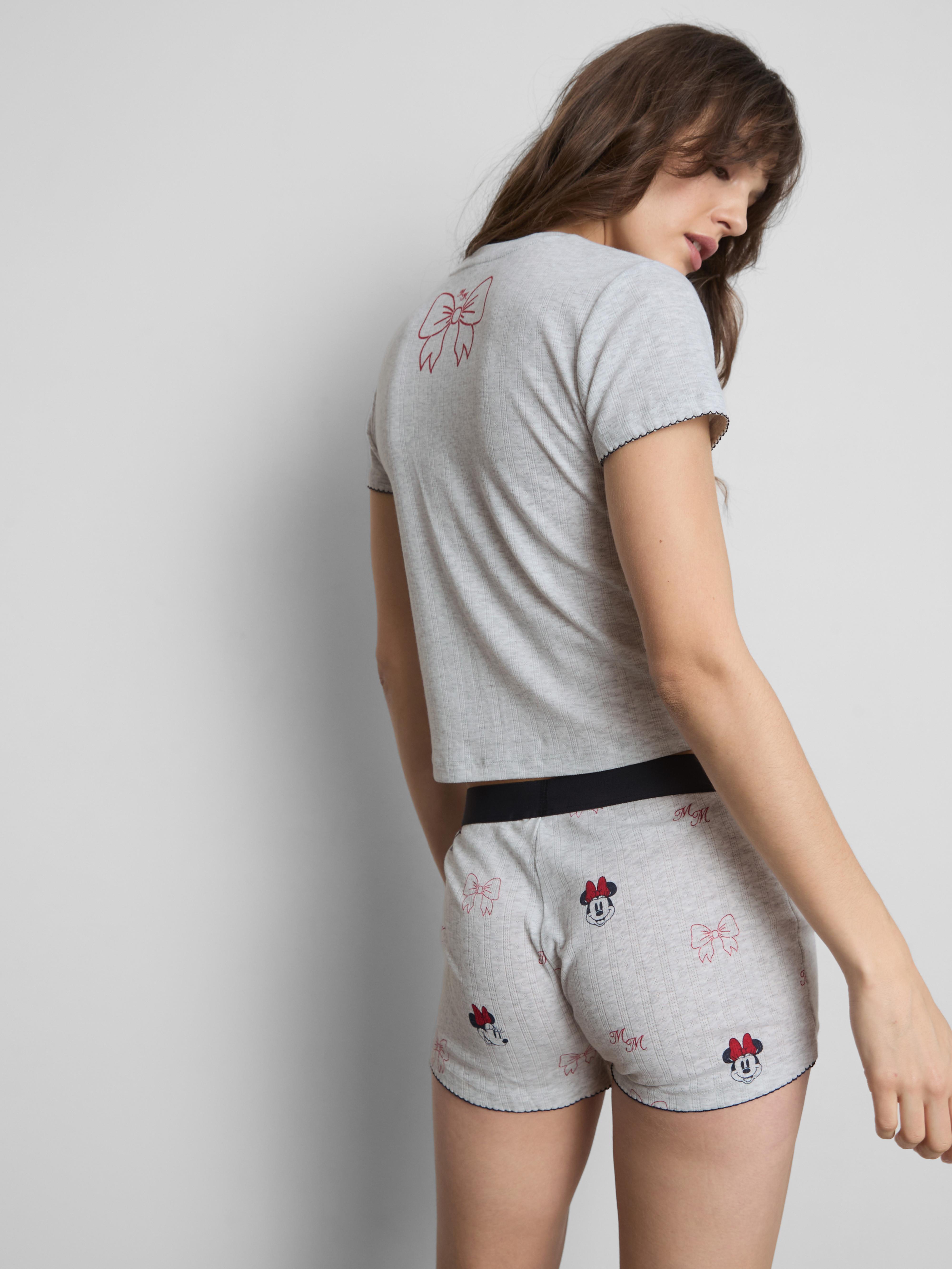 Women's Gray Disney's Minnie Mouse Pointelle Shorty Pajamas