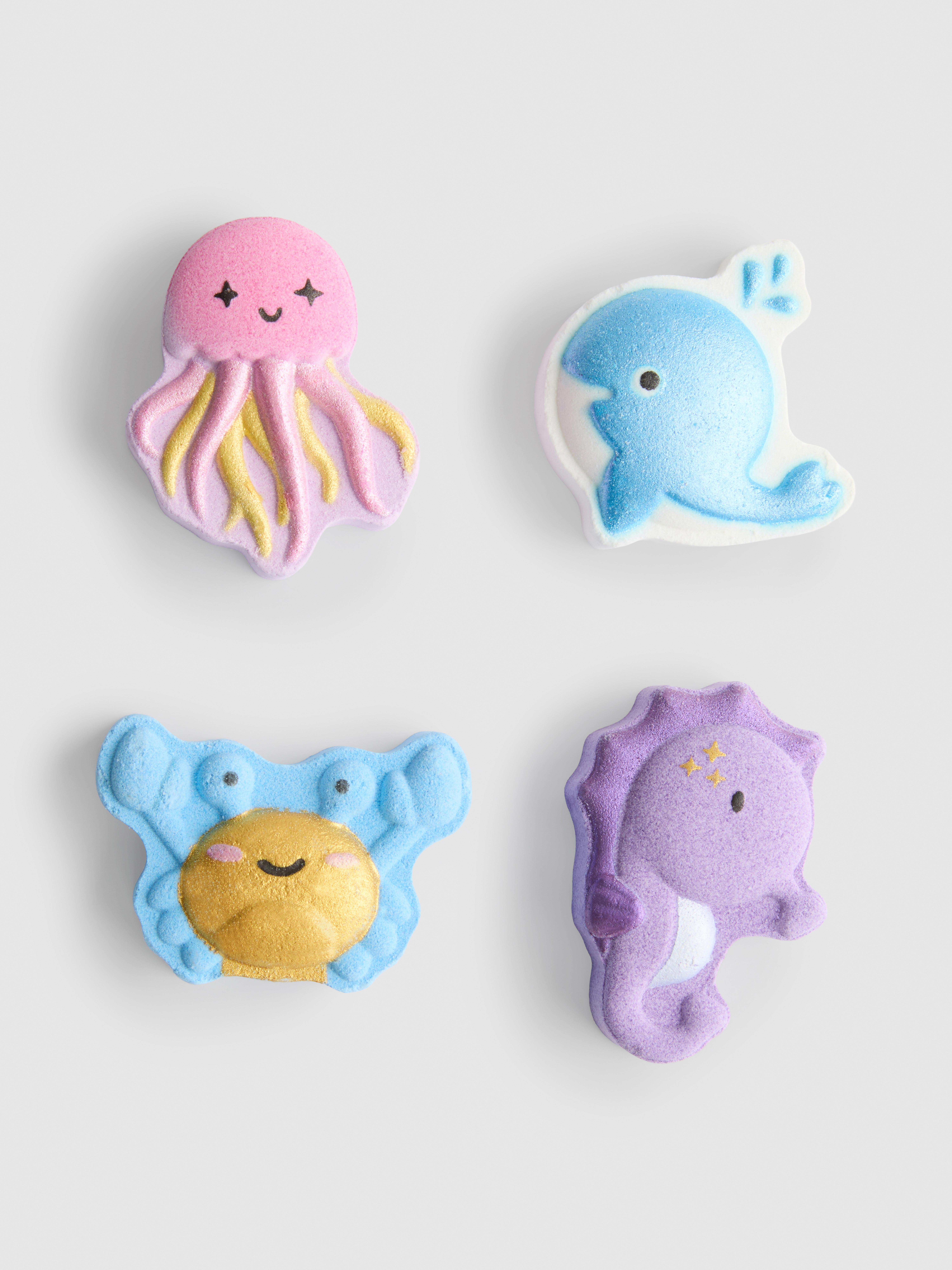 Lot de 4 bombes de bain effervescentes animaux marins