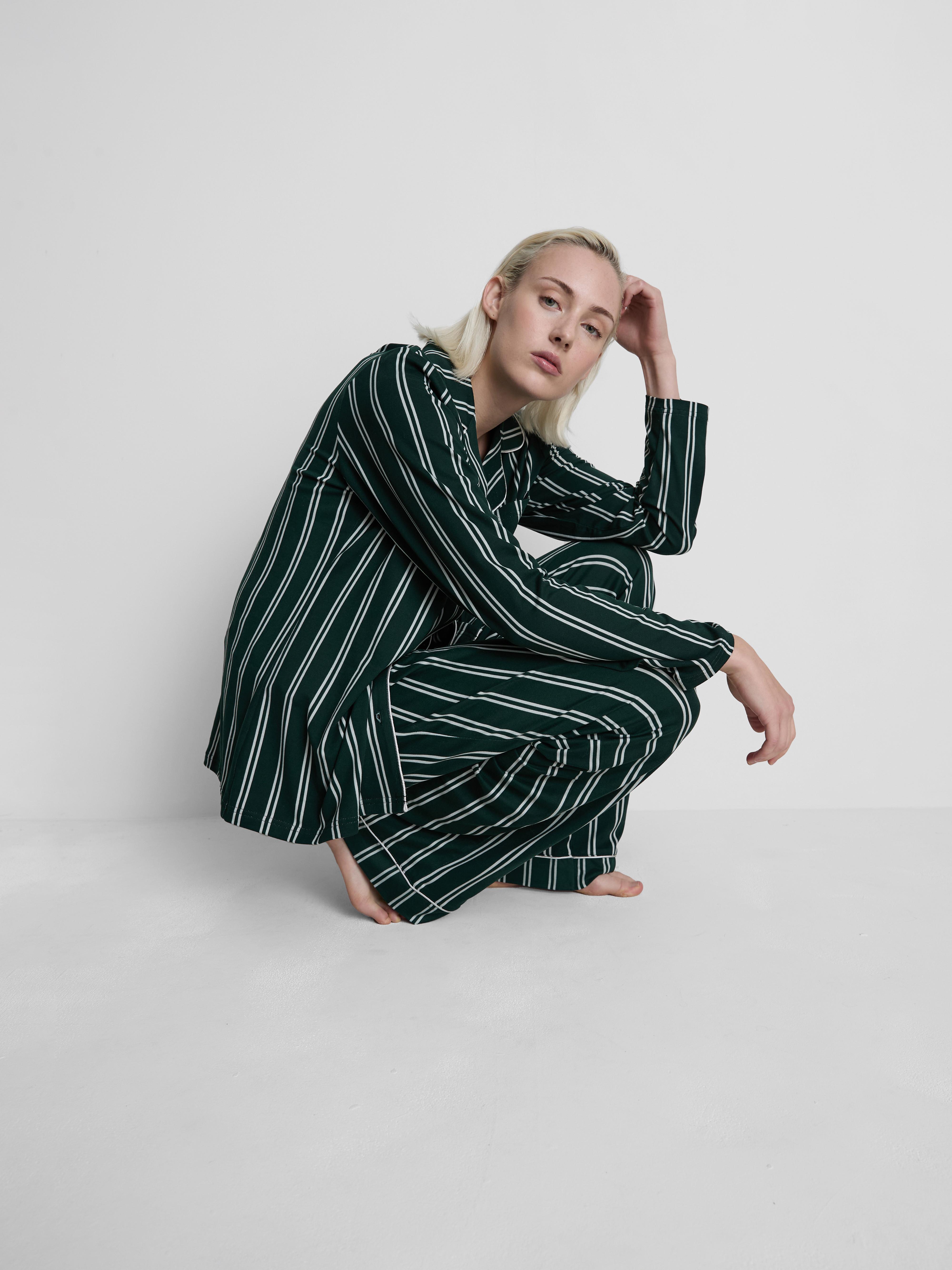 Women's Dark Green Harry Potter ™ Striped House Boyfriend Pajama Set