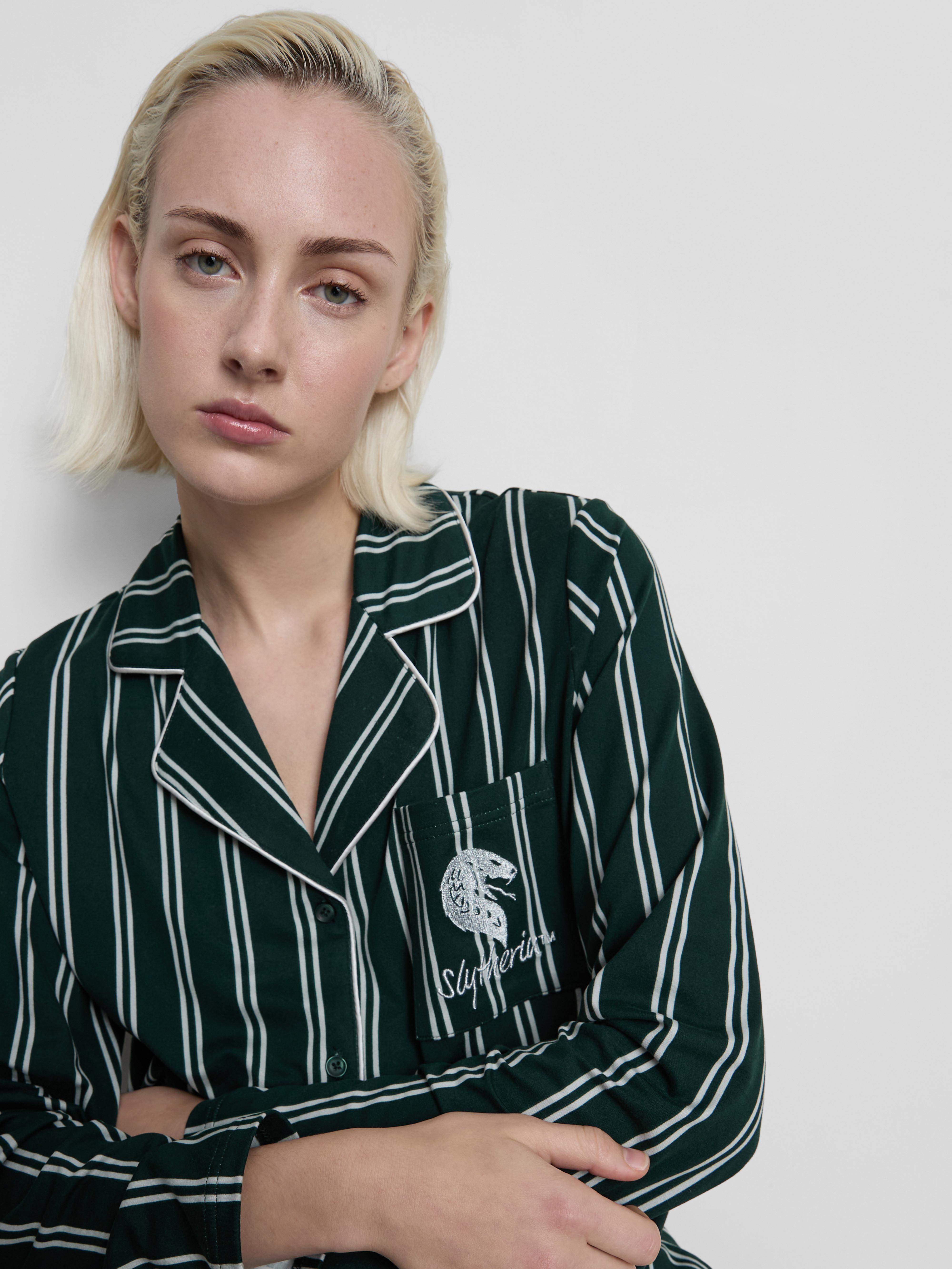 Women's Dark Green Harry Potter ™ Striped House Boyfriend Pajama Set