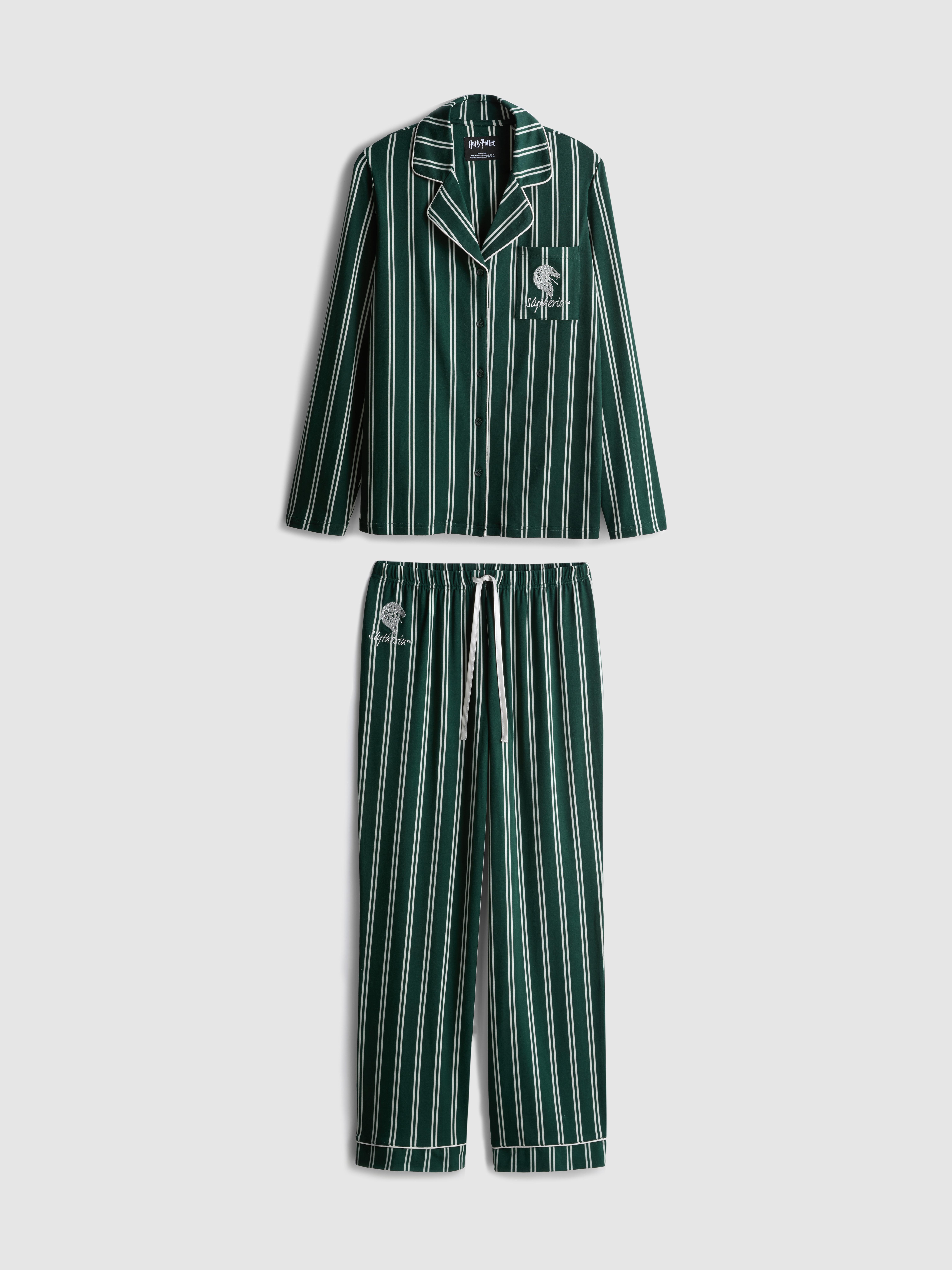 Women's Dark Green Harry Potter ™ Striped House Boyfriend Pajama Set
