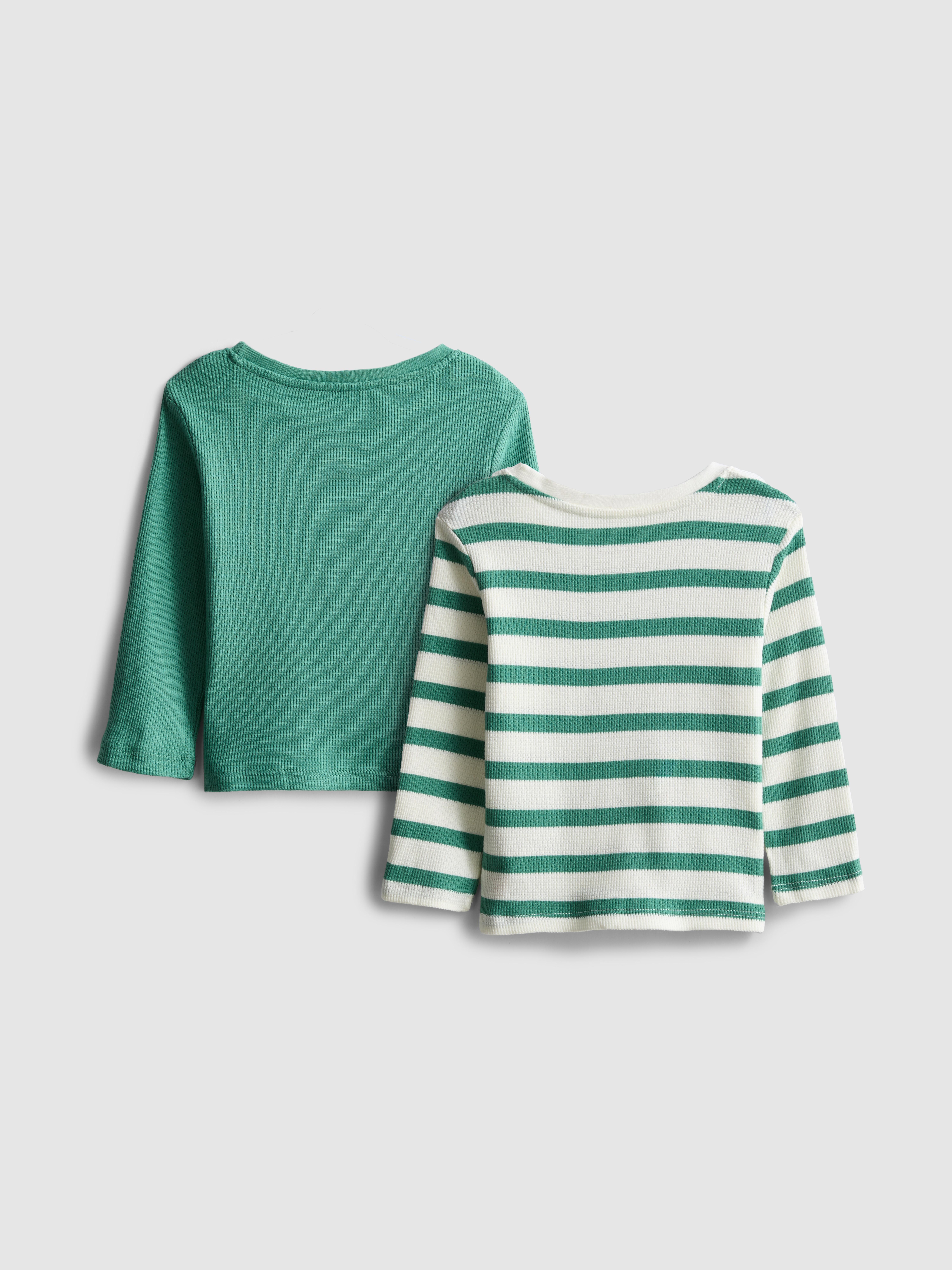 Baby Boys Green 0-24mths | 2pk Textured Long Sleeve T-Shirts