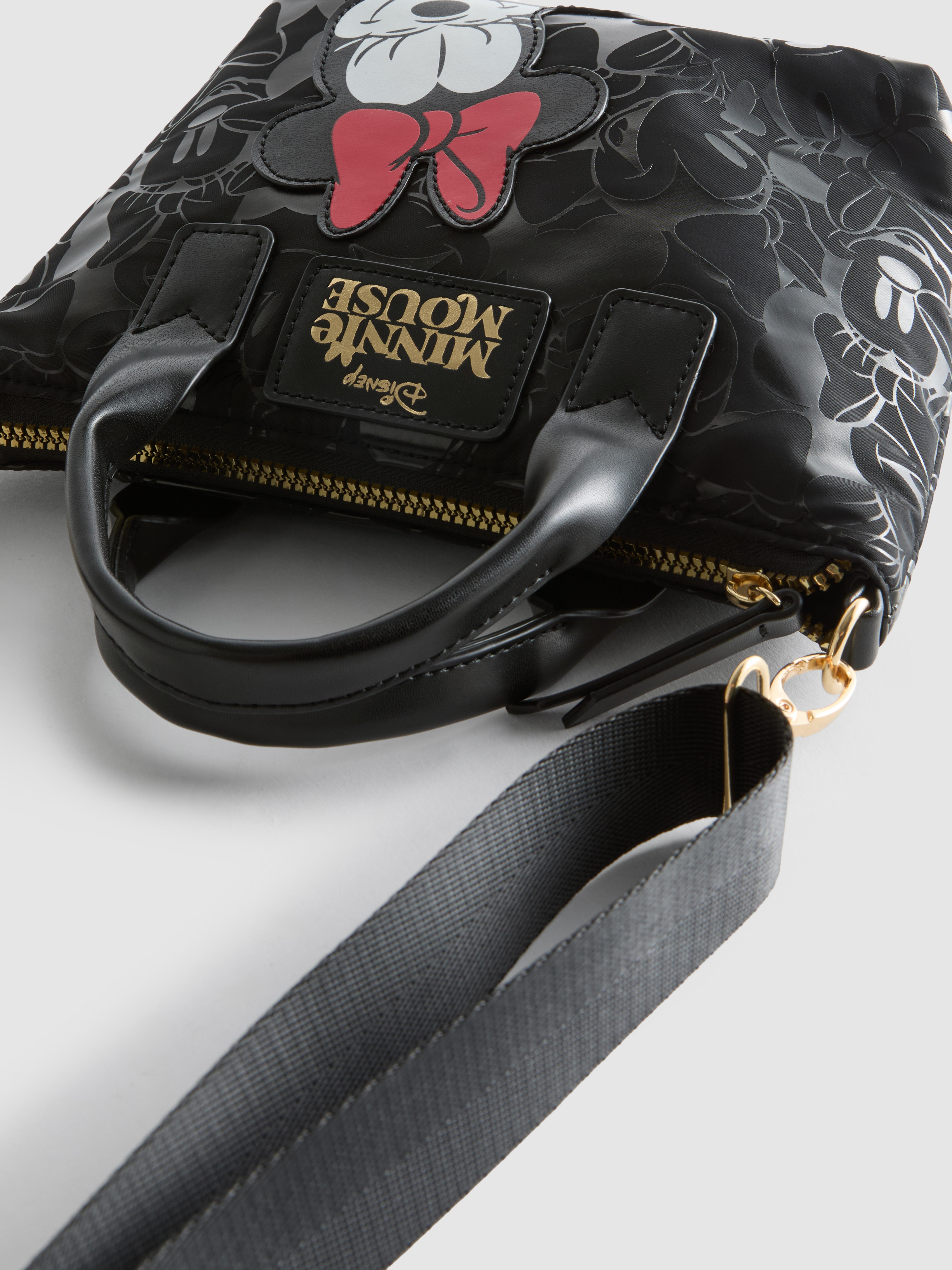 Women's Black Disney’s Minnie Mouse Crossbody Shopper Bag