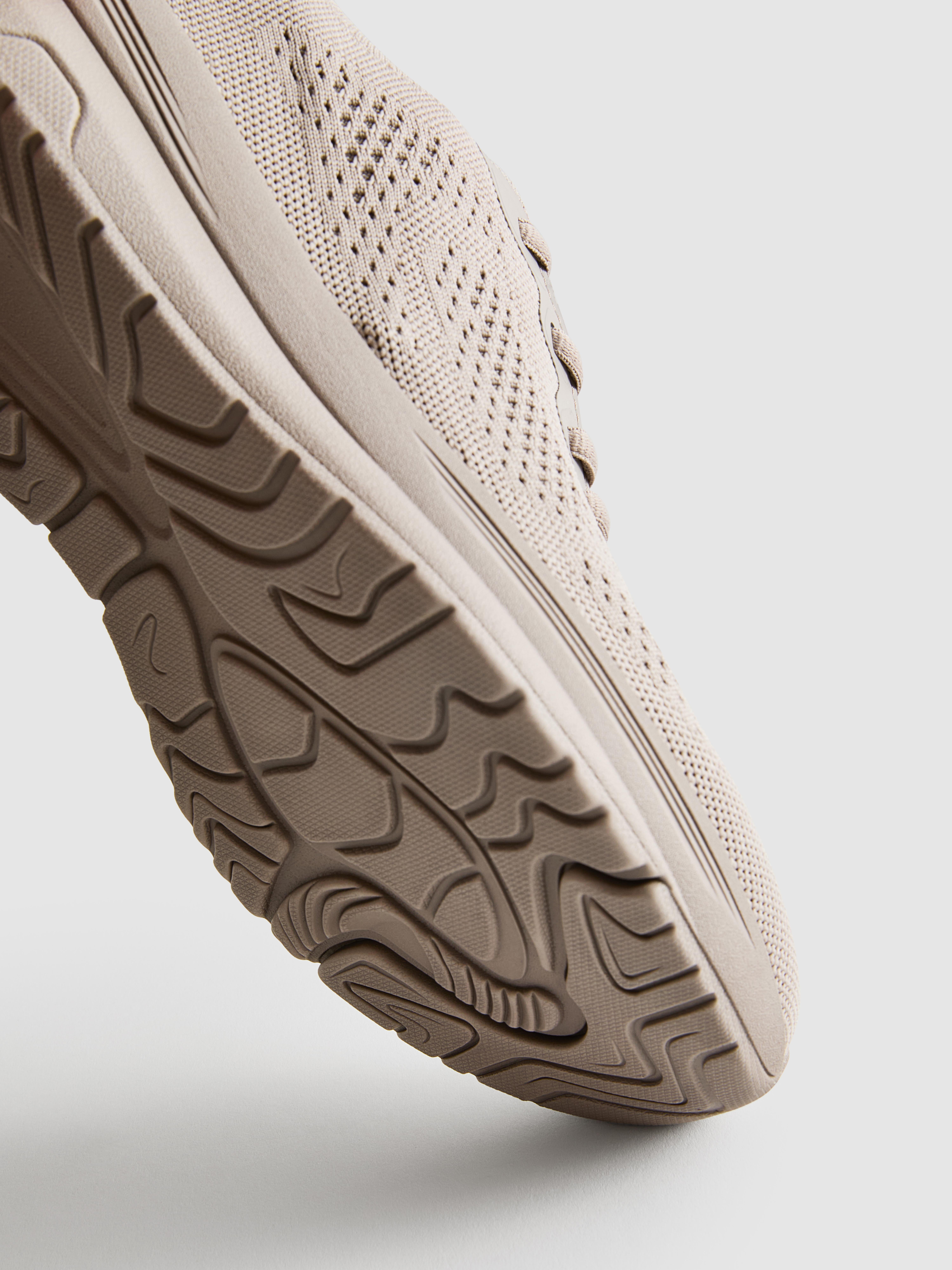 Women's Natural Knitted Lace-Up Sneakers