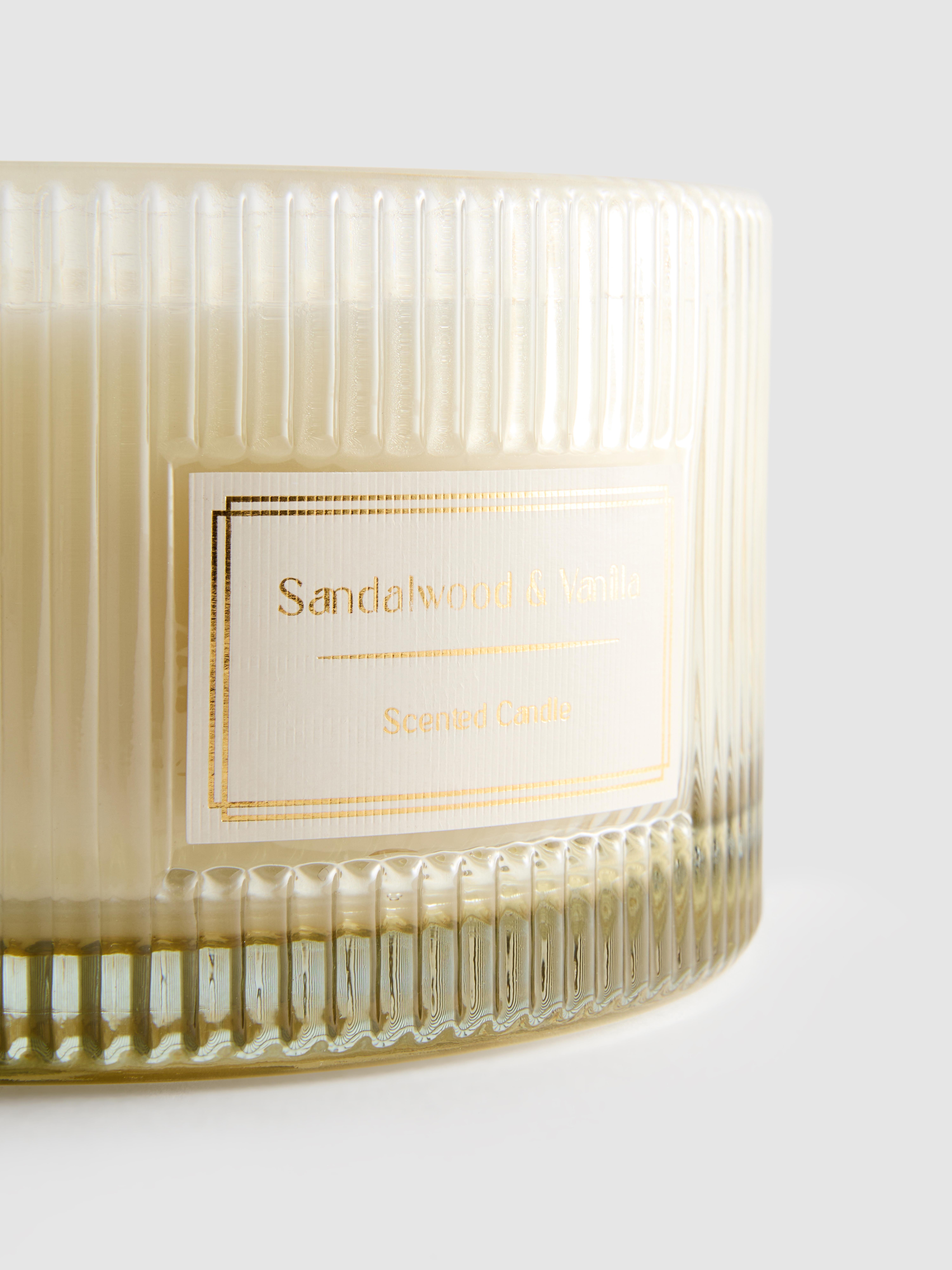 Vela perfumada três pavios frasco vidro estriado