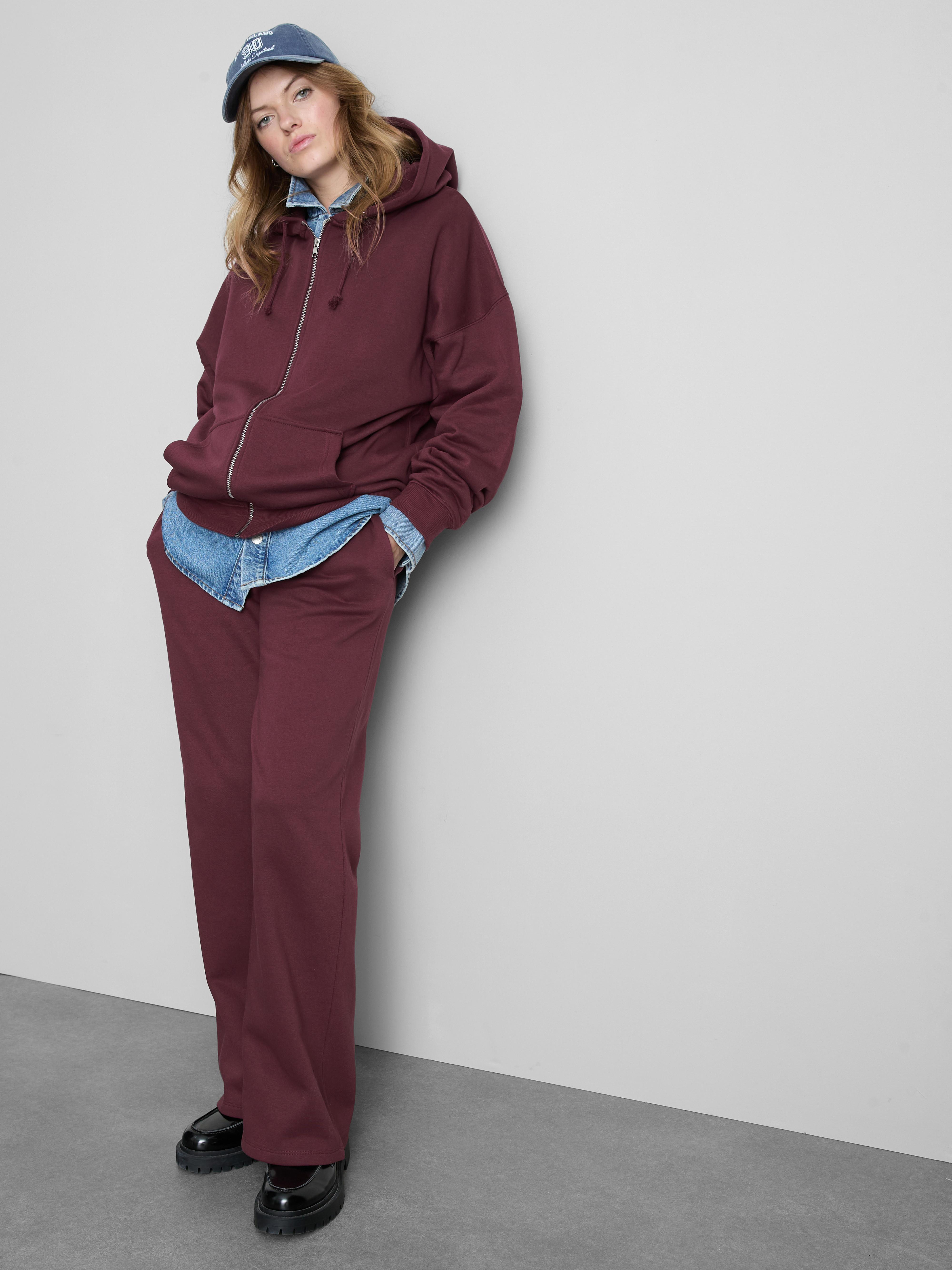 Felpa con cappuccio e zip in misto cotone