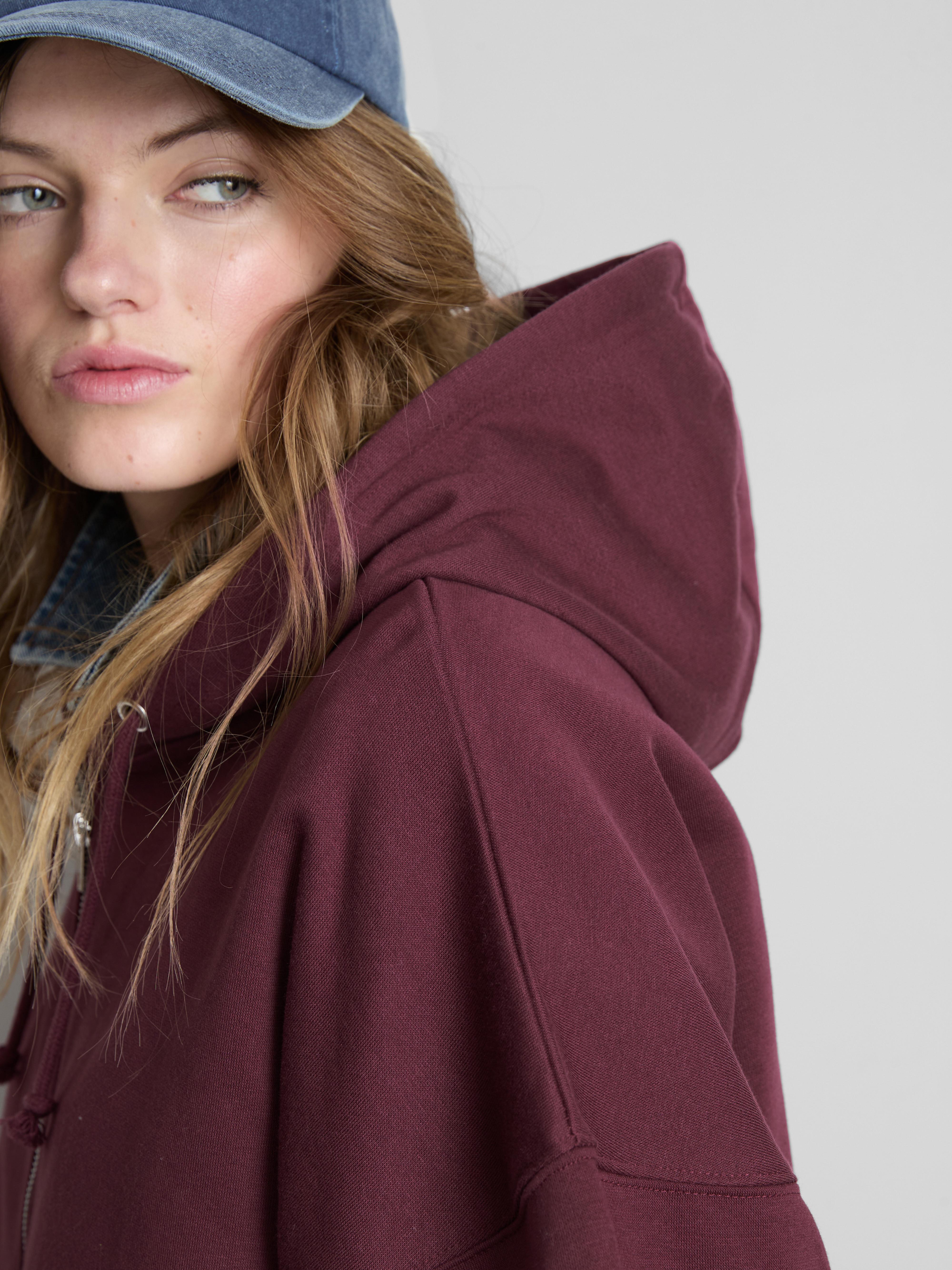 Casaco capuz fecho correr mistura algodão