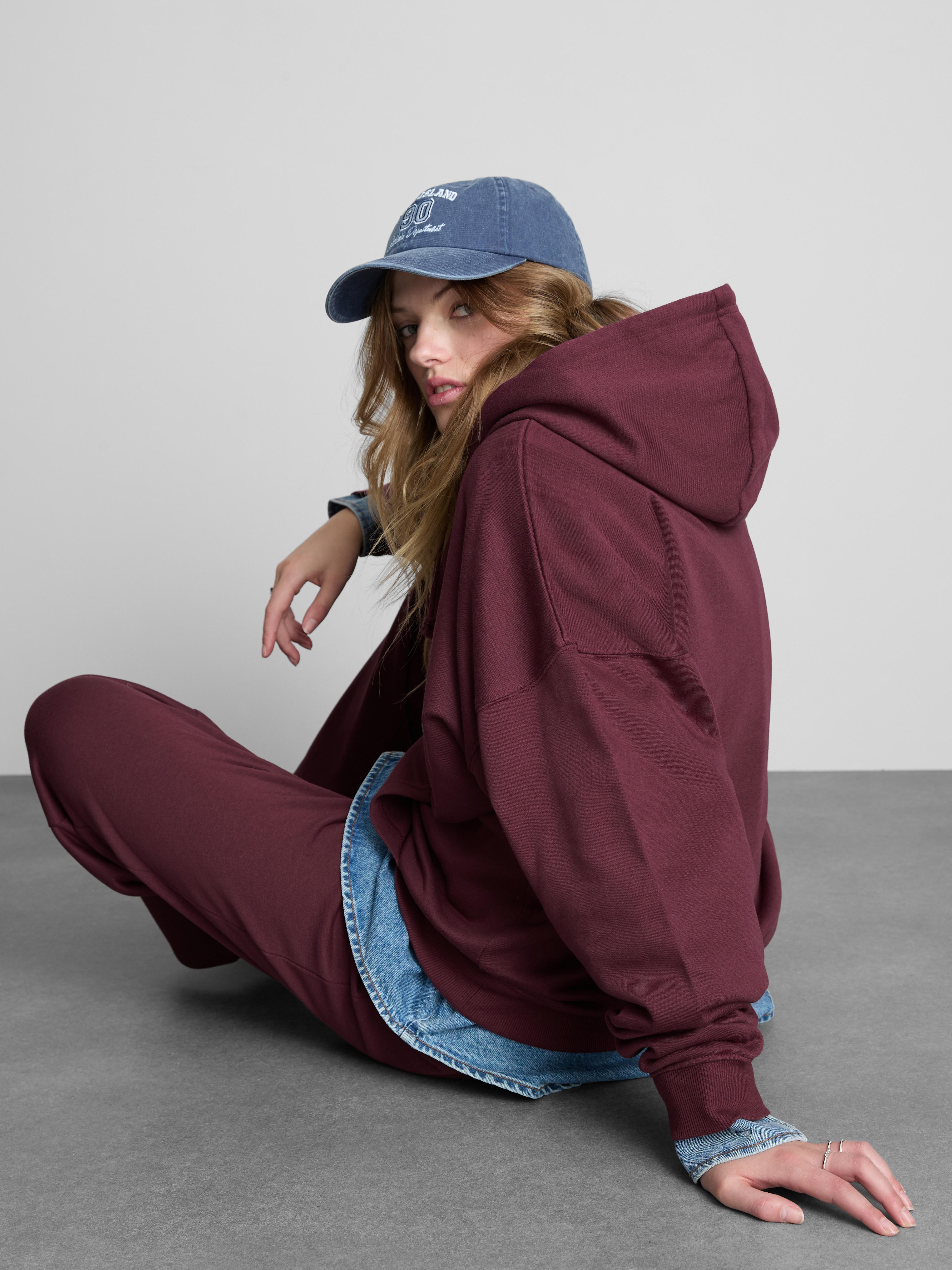 Casaco capuz fecho correr mistura algodão