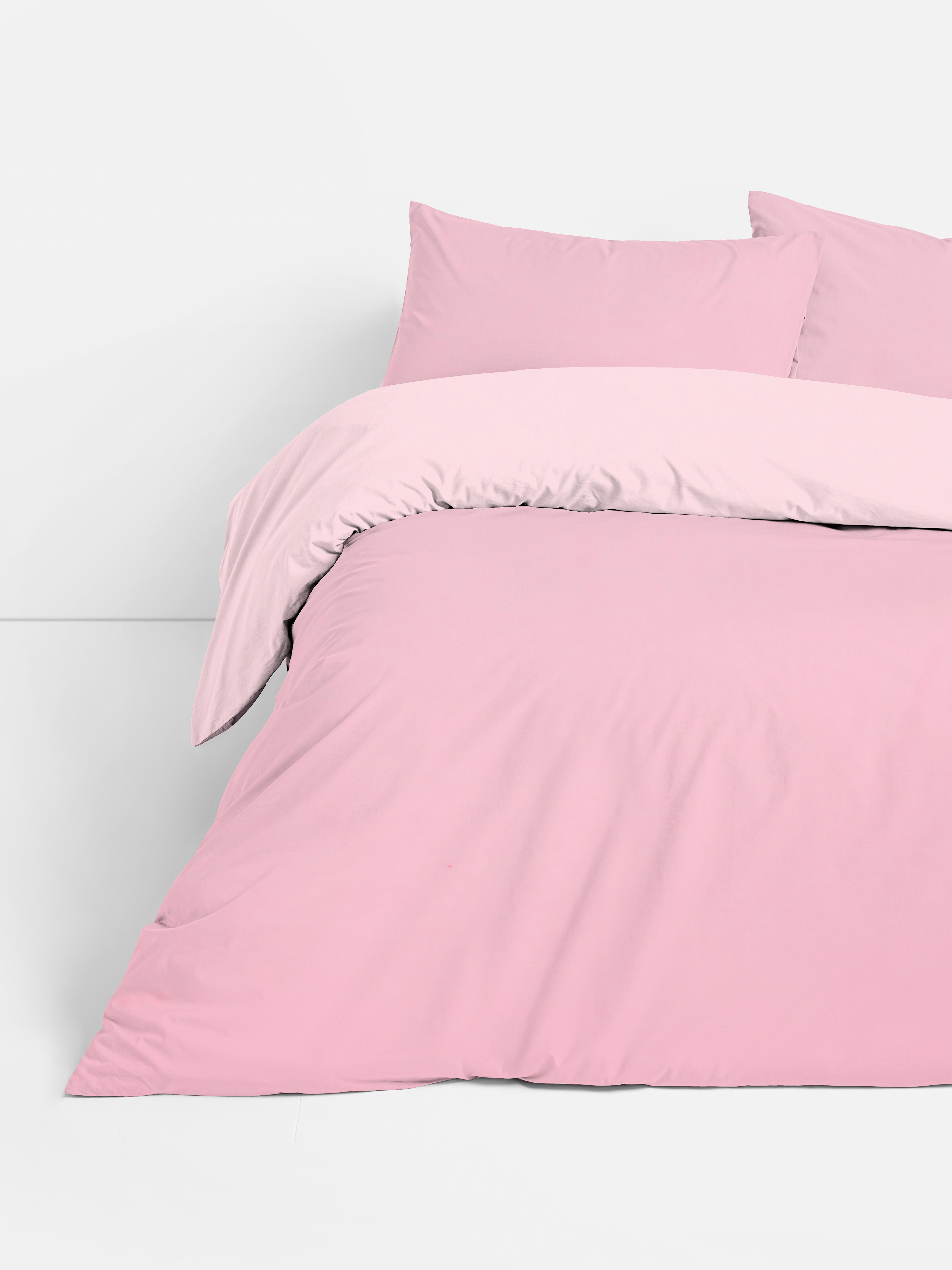 Reversible Double Duvet Cover Set Pink