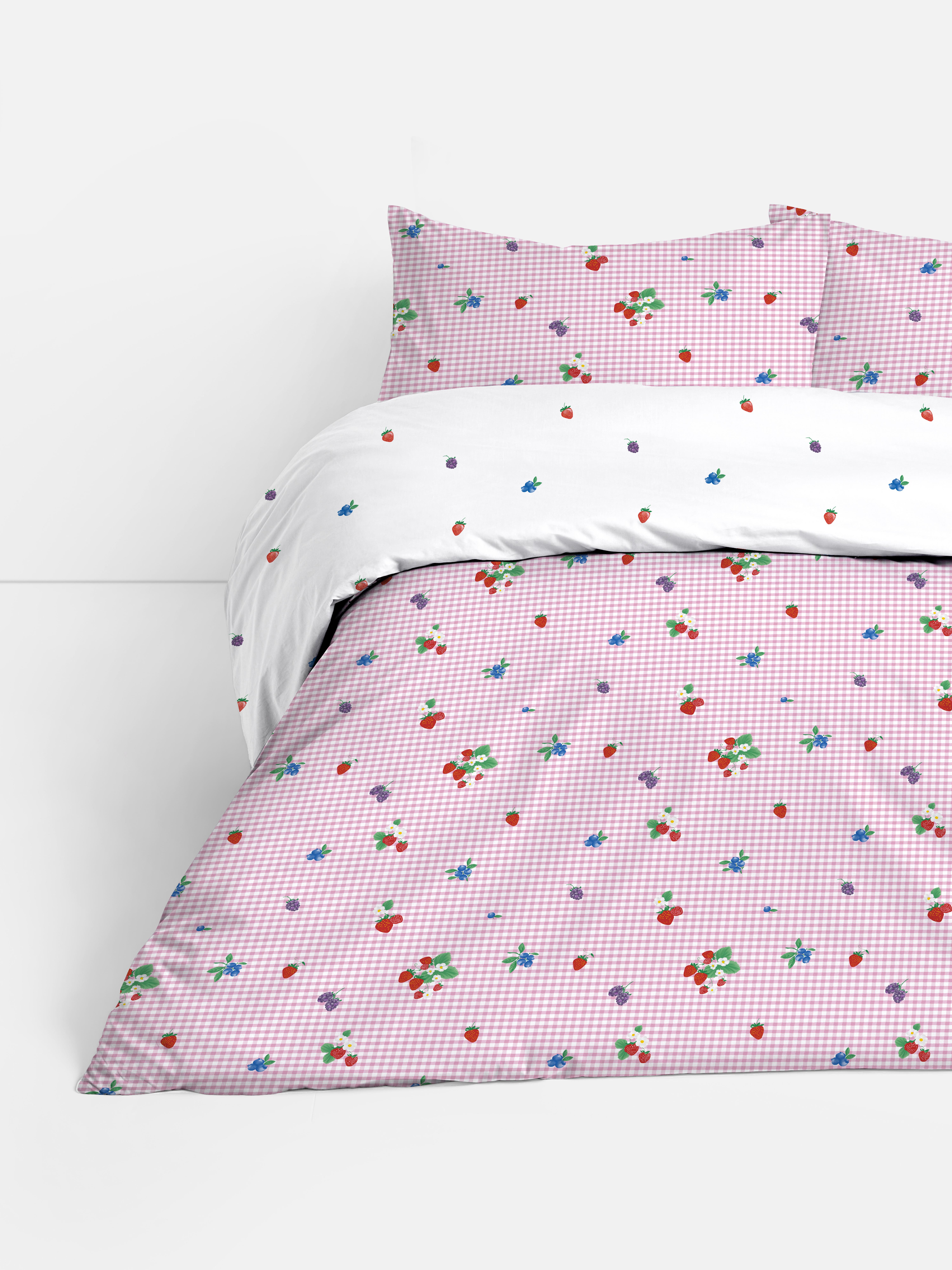 Gingham Fruits Double Bedset