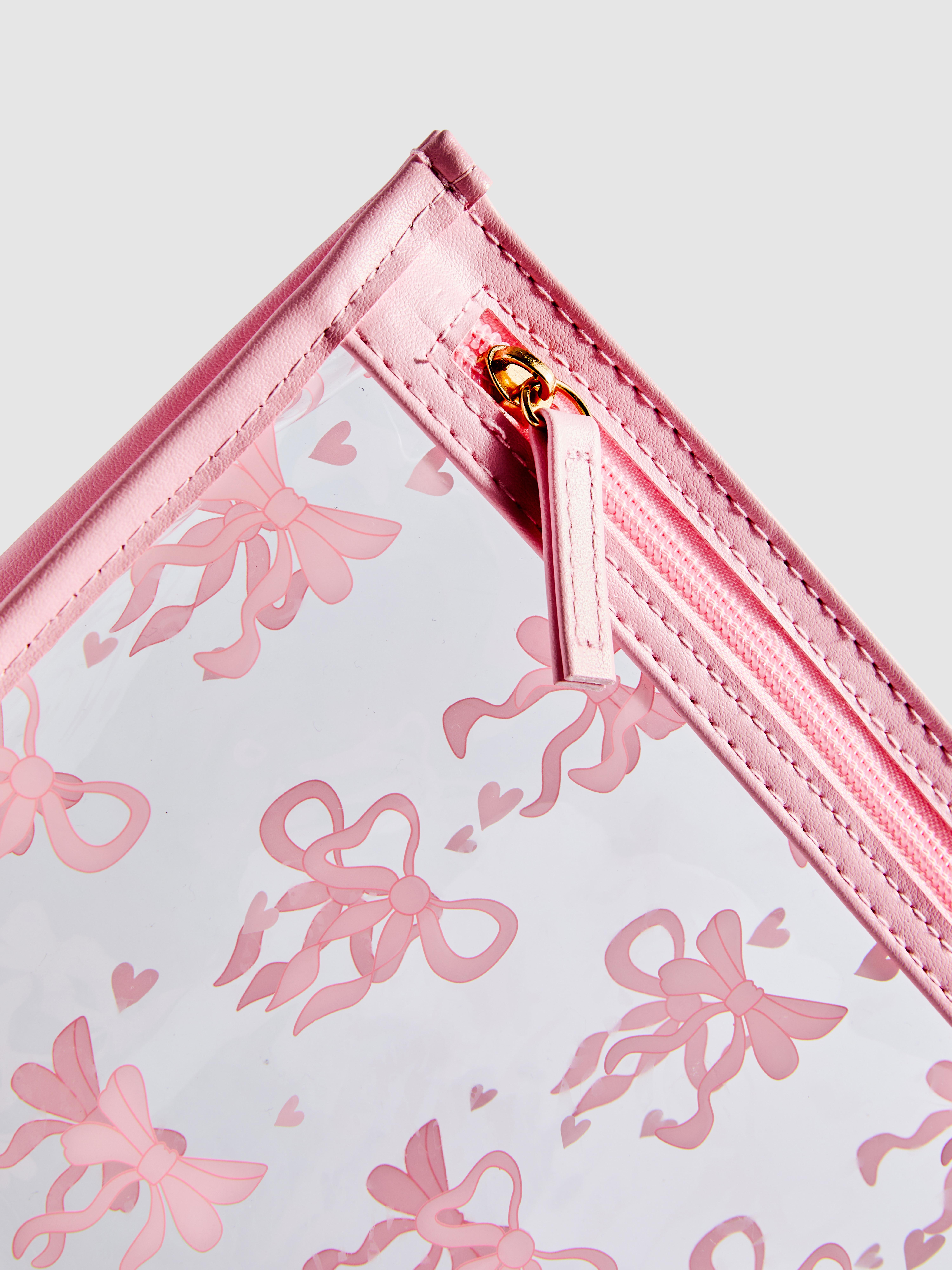 Transparent Bow Print Makeup Bag
