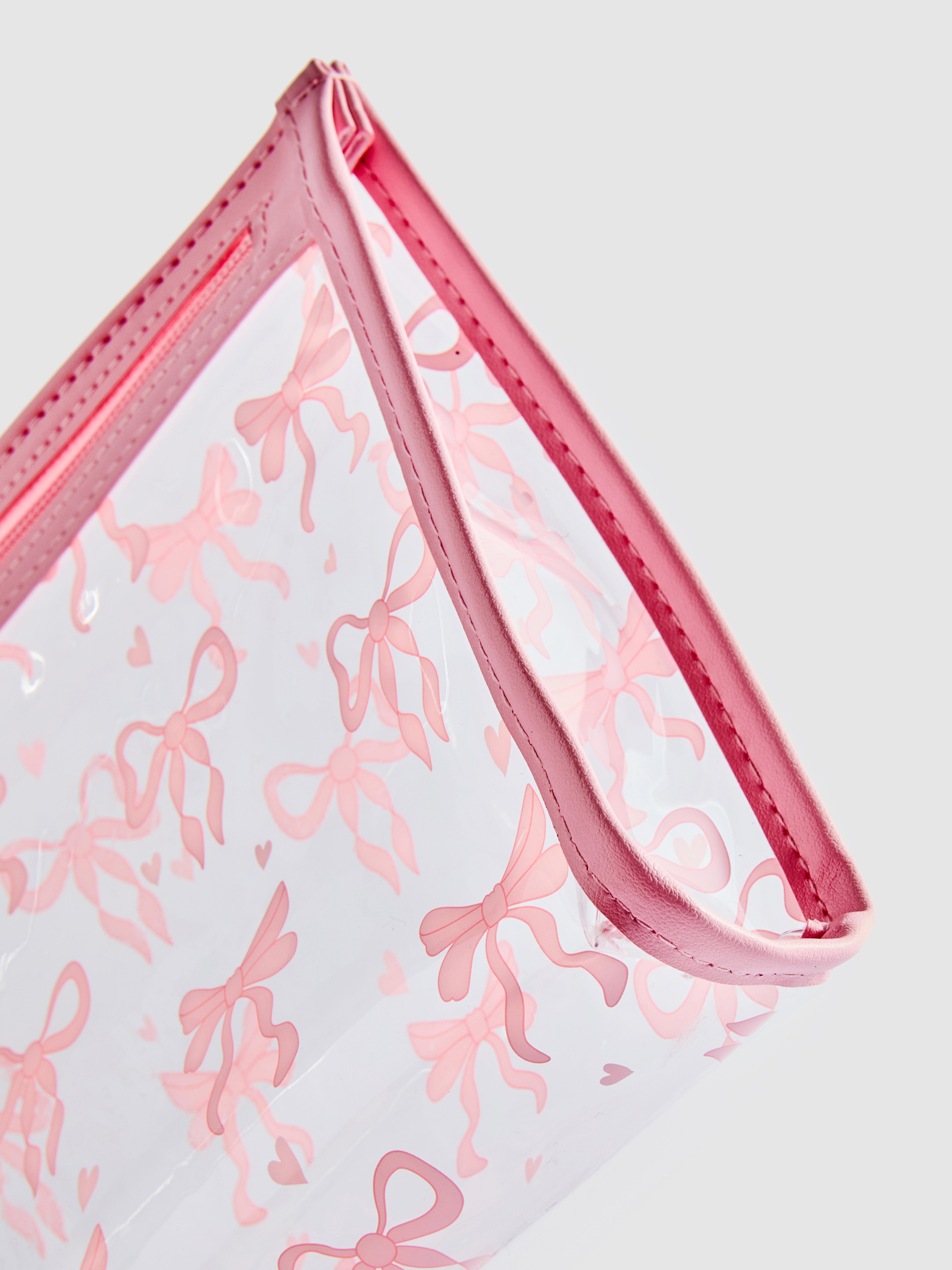 Transparent Bow Print Makeup Bag