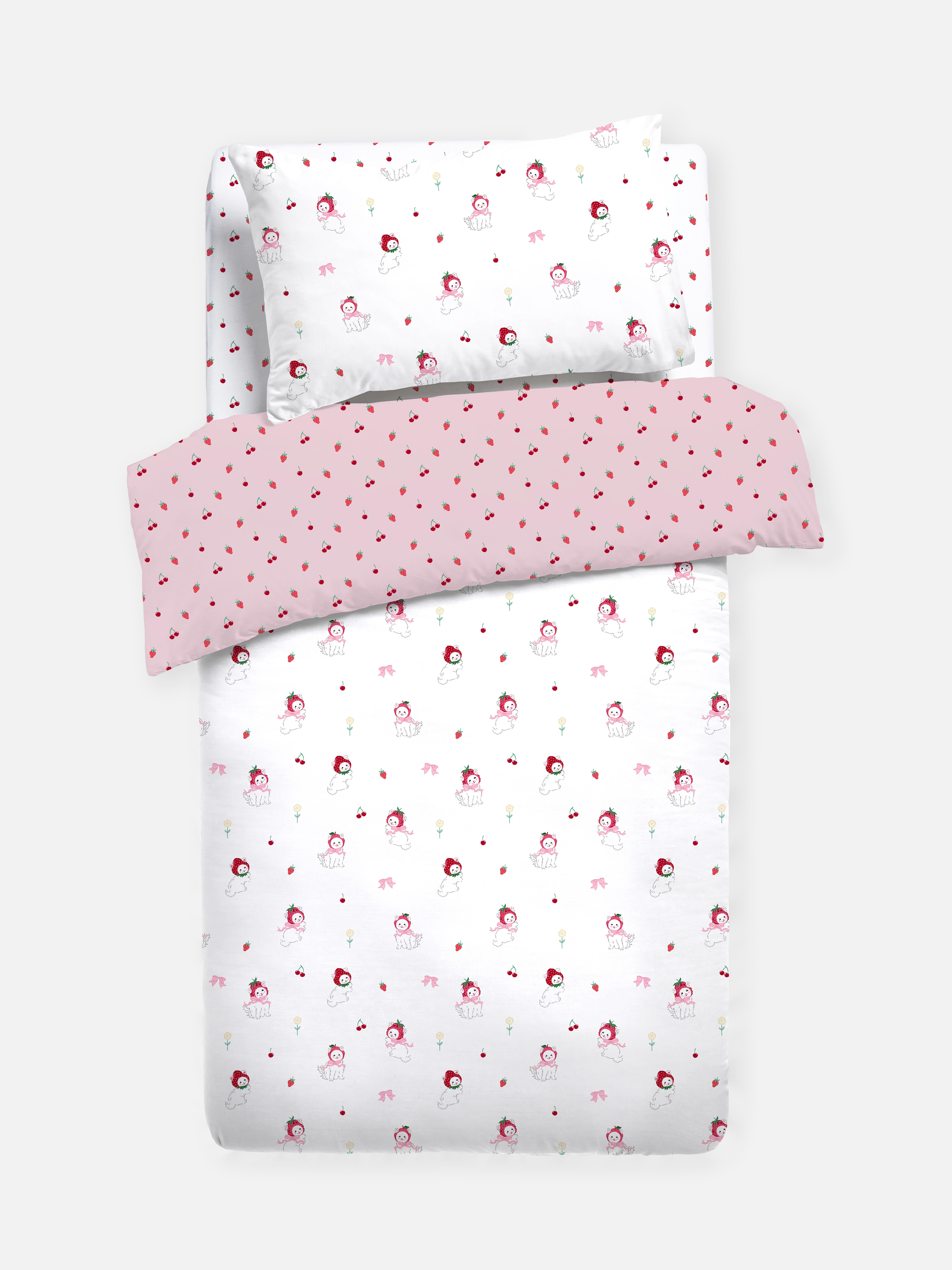 Cat And Fruit Single Bedset