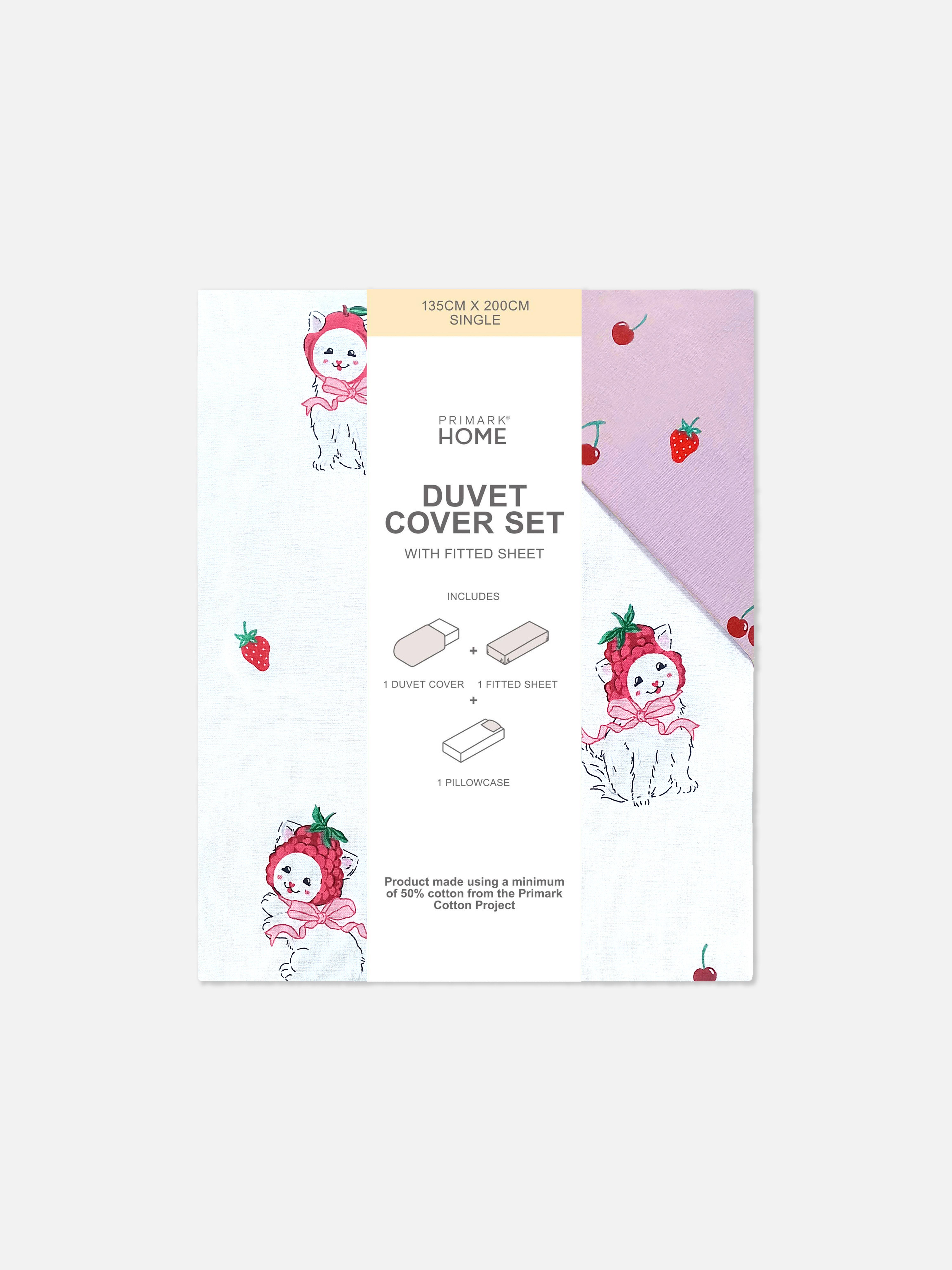 Cat And Fruit Single Bedset