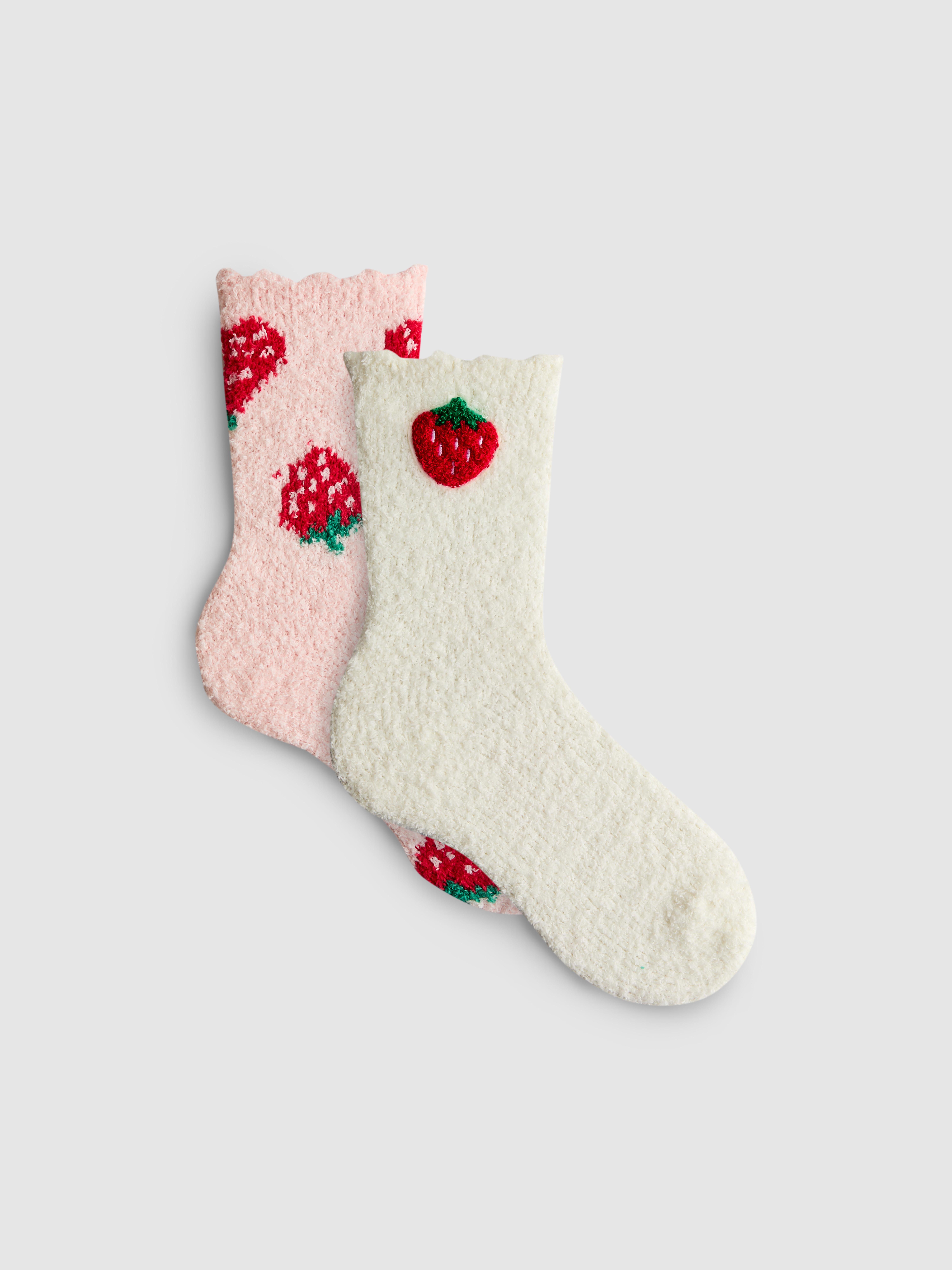 2 páry pohodlných ponožek s jahůdkami