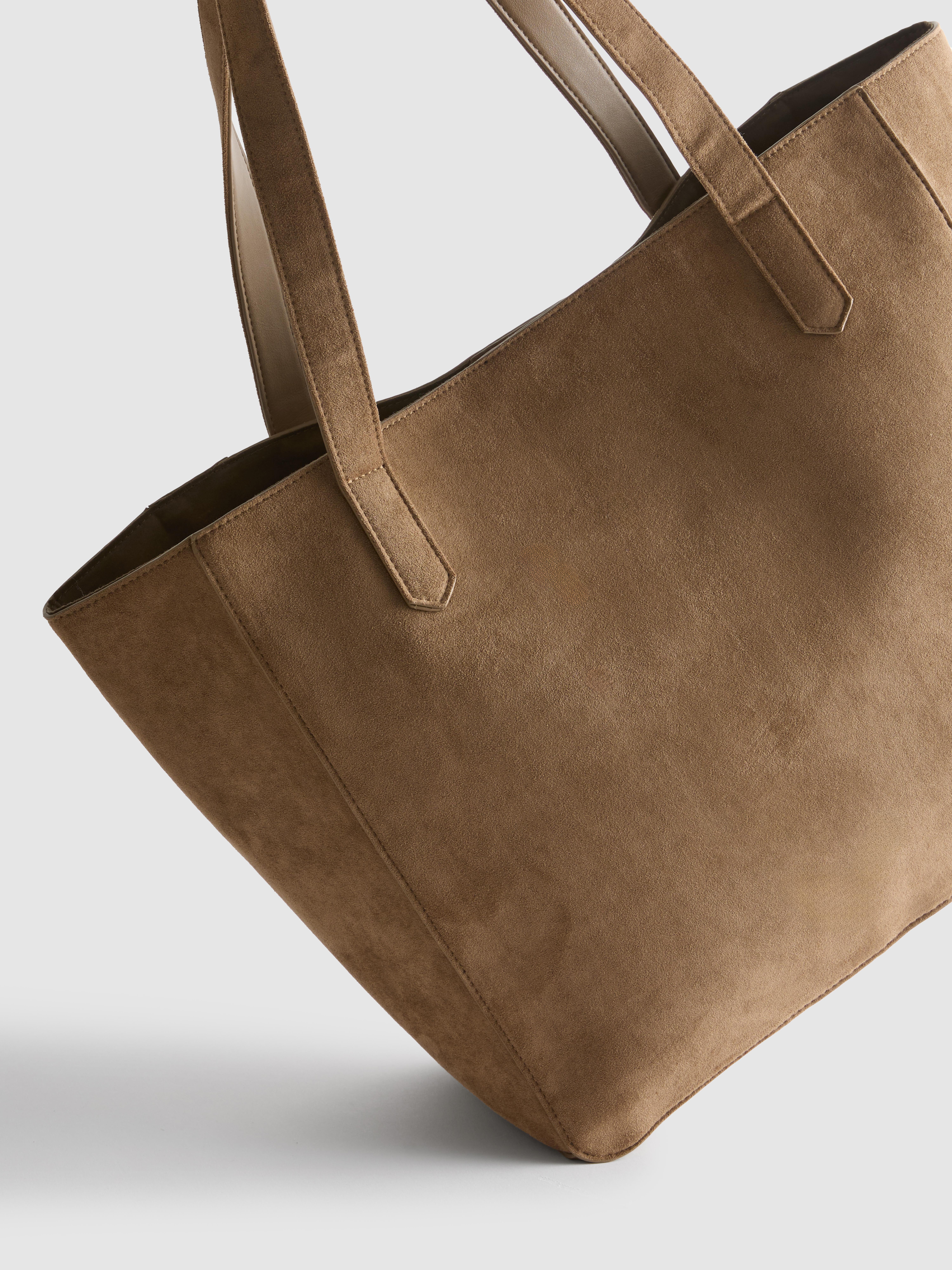 Faux Suede Eyelet Shopper Bag