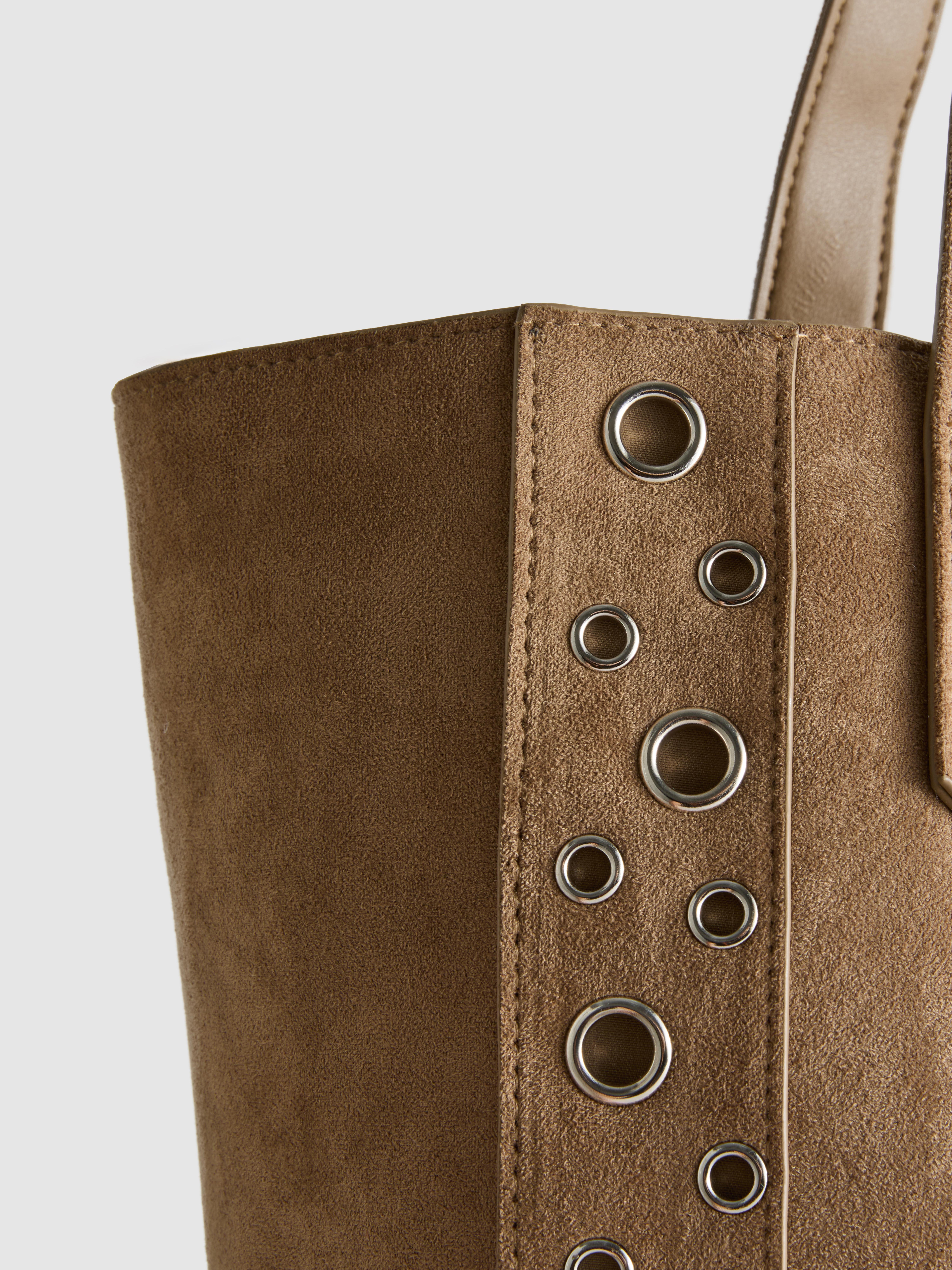 Faux Suede Eyelet Shopper Bag