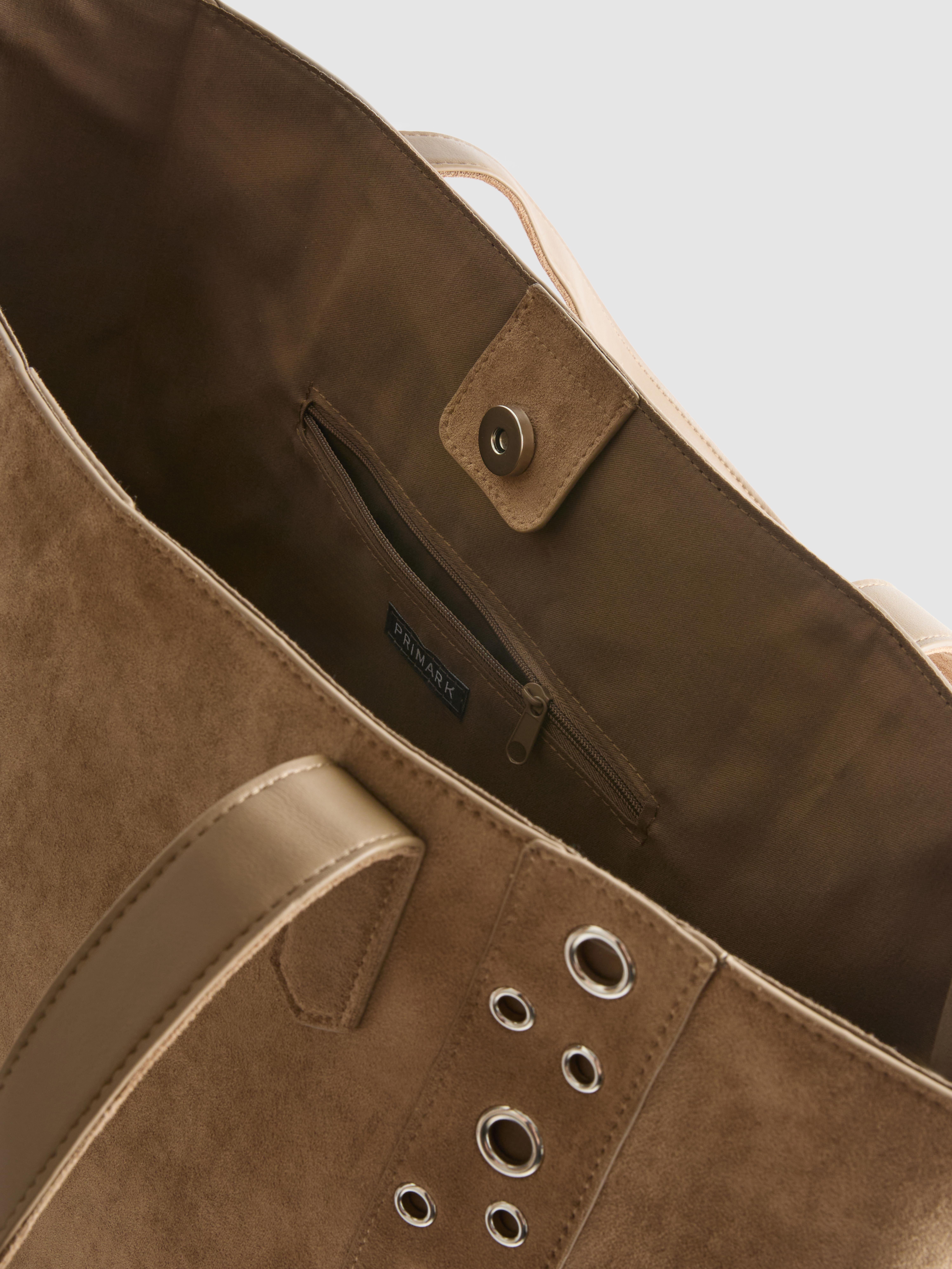 Faux Suede Eyelet Shopper Bag