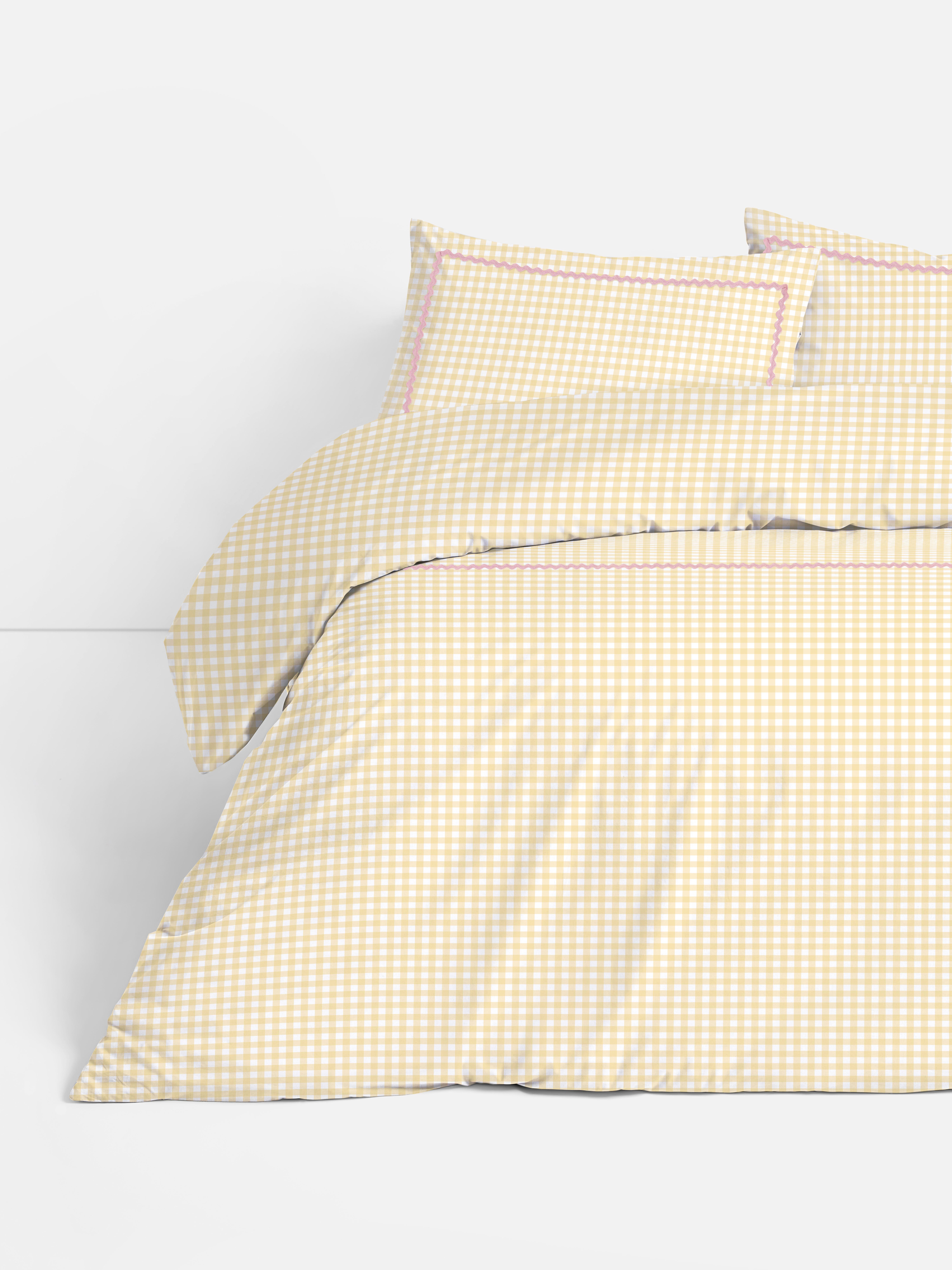 Superkingsize geruit dekbedovertrekset met zigzagband