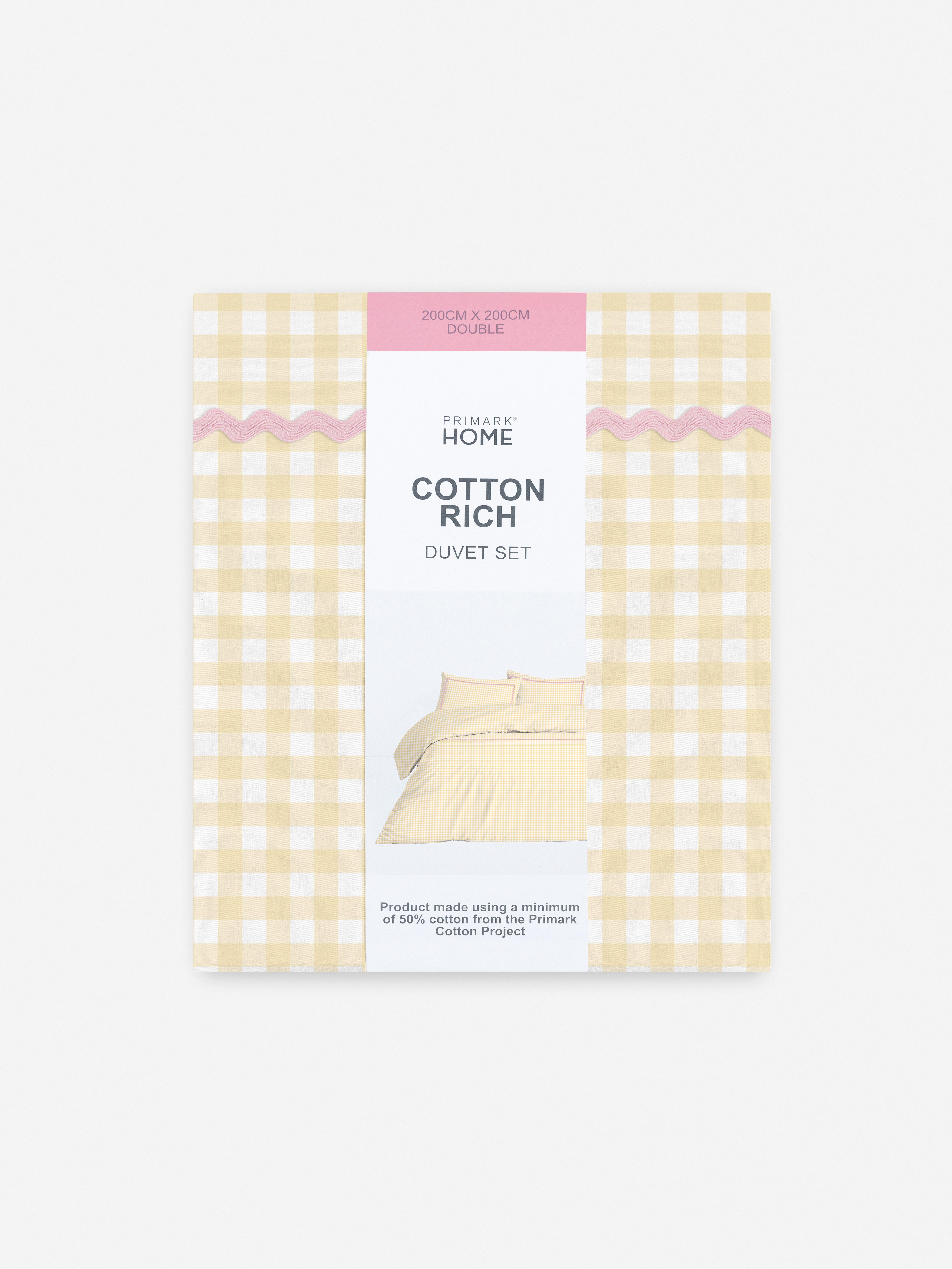 Gingham Ric Rac Double Duvet Cover Set