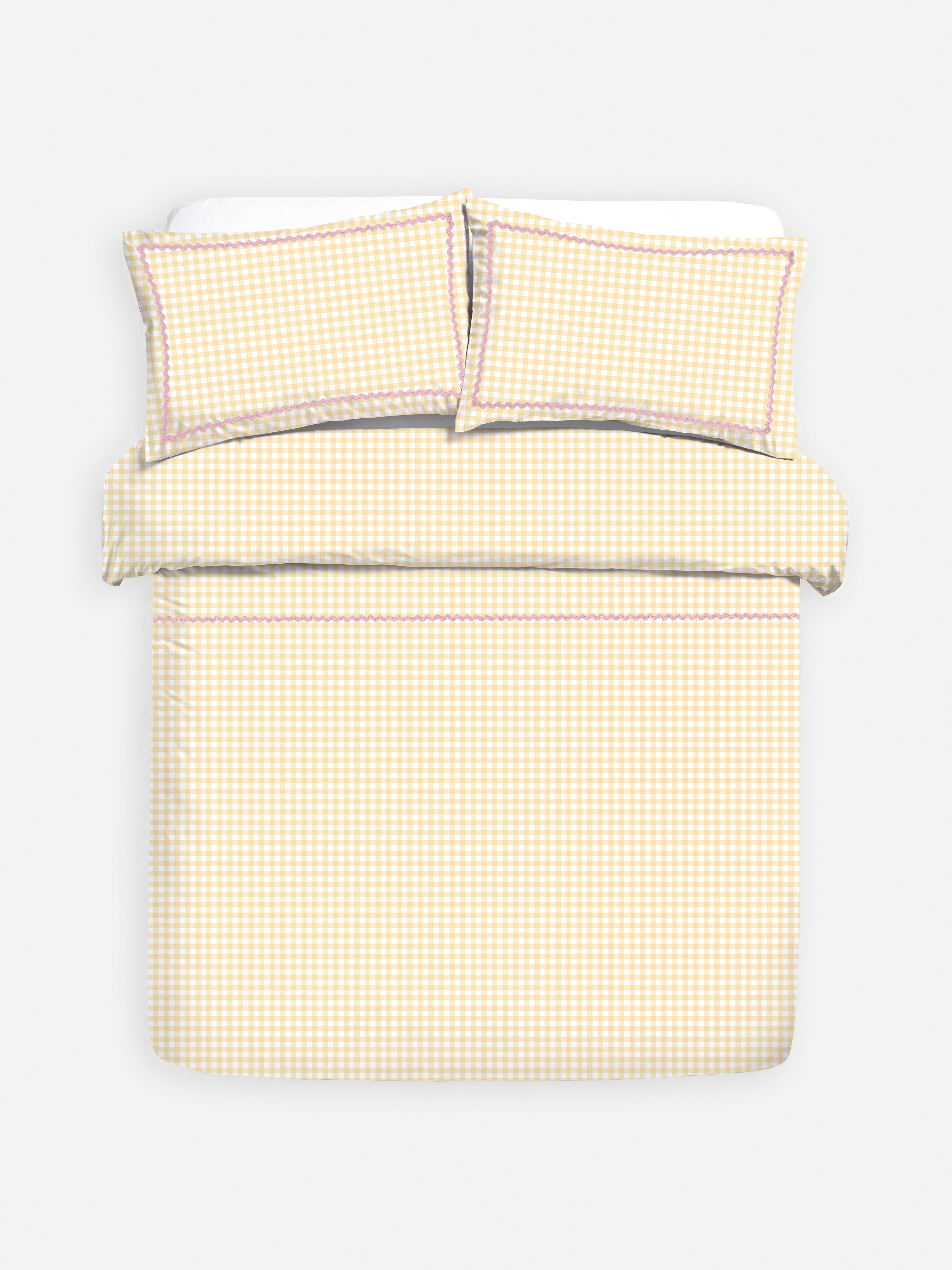 Gingham Ric Rac King Duvet Cover Set