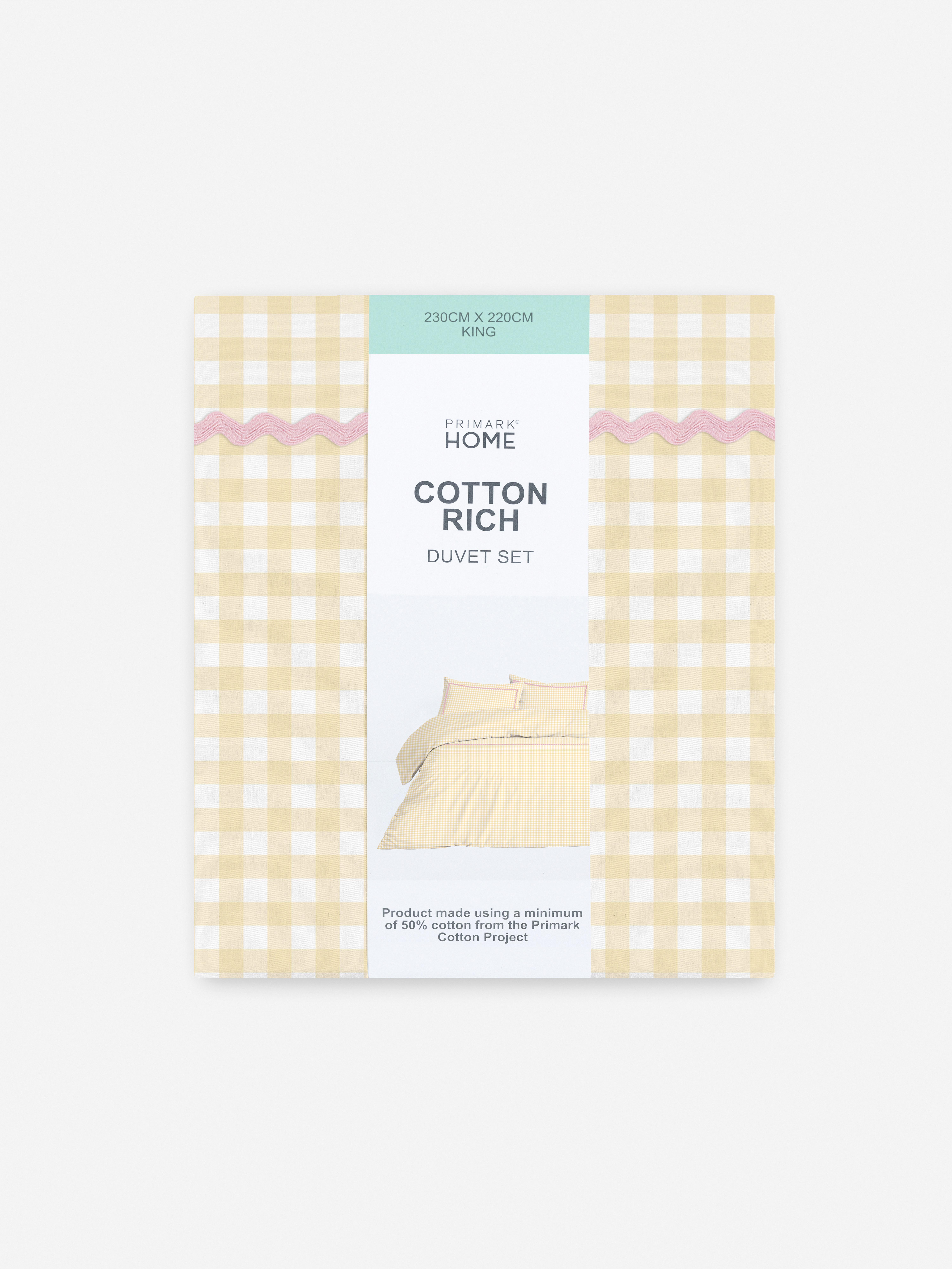 Gingham Ric Rac King Duvet Cover Set