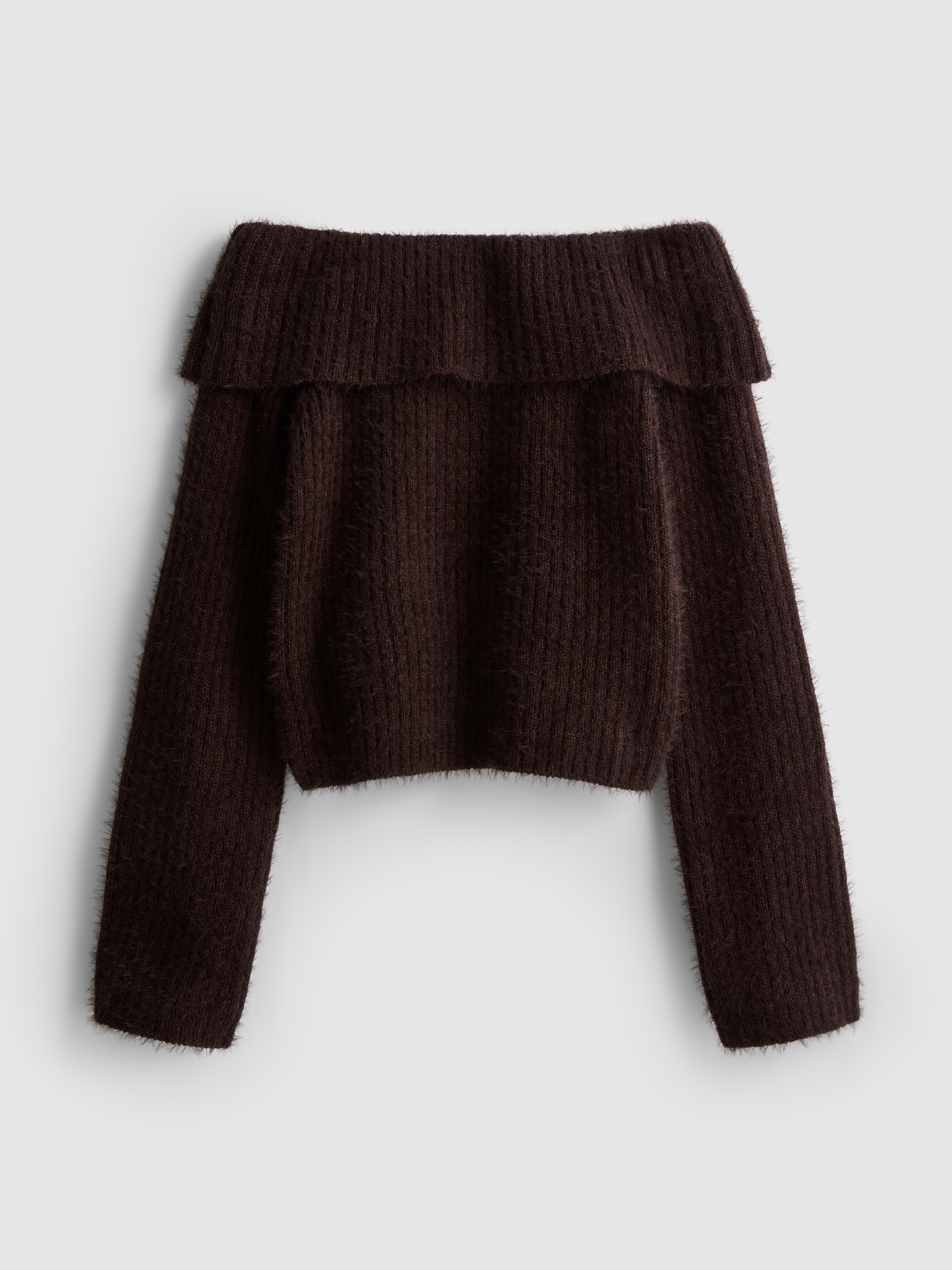 9-15yrs | Off-the-Shoulder Fluffy Jumper