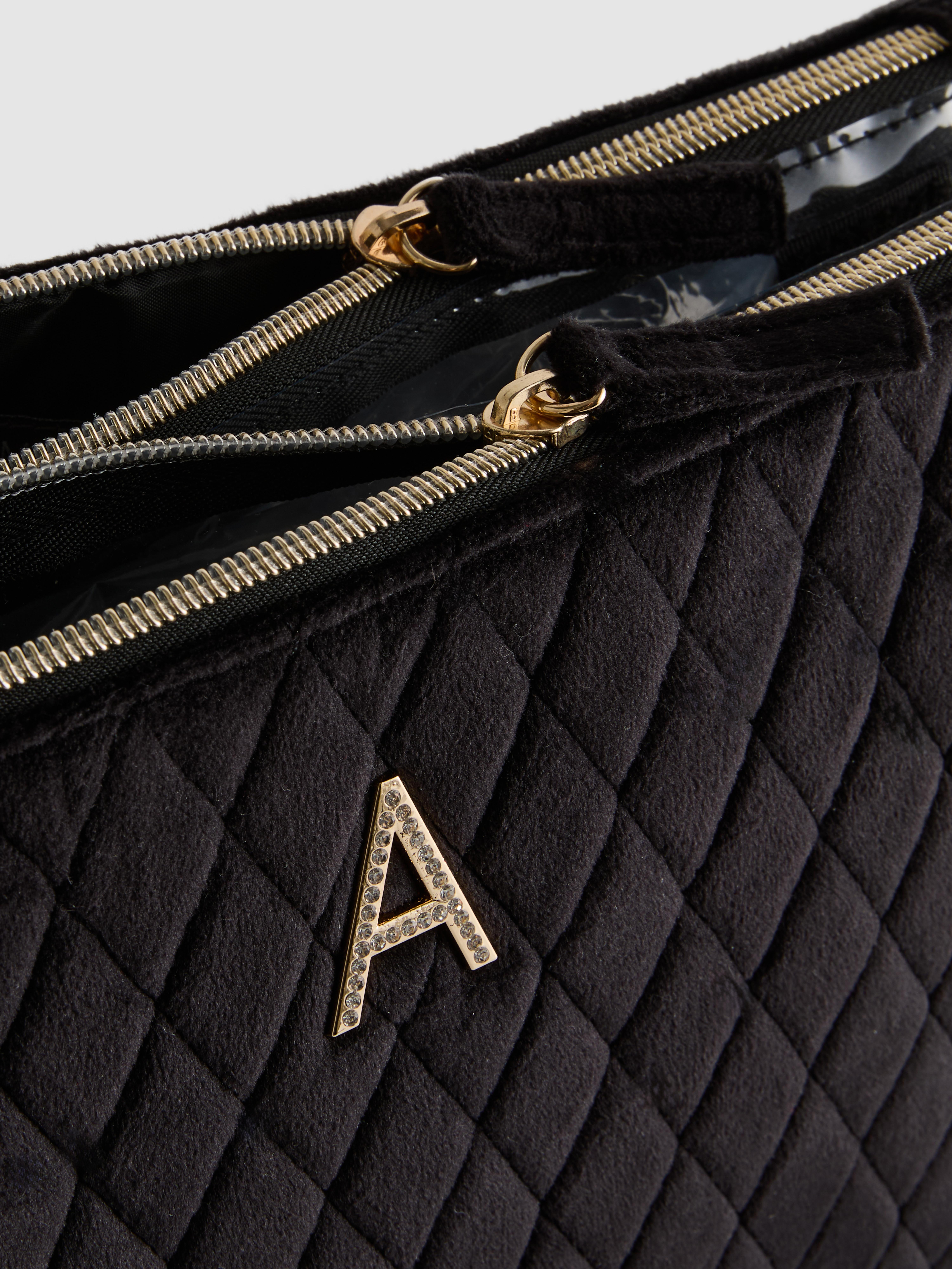 Velvet Initial Fold Out Wash Bag