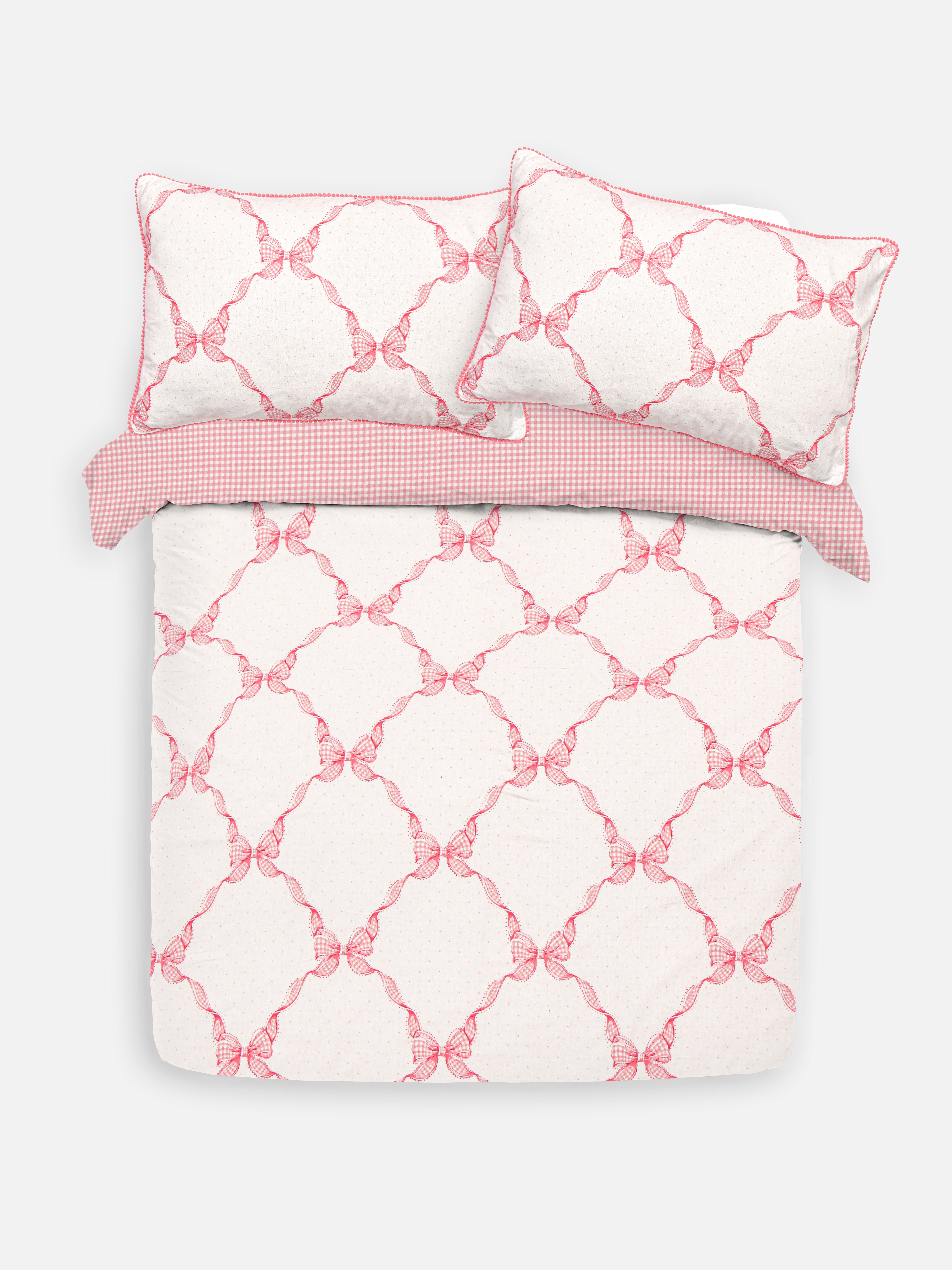Gingham Bow Double Duvet Cover Set