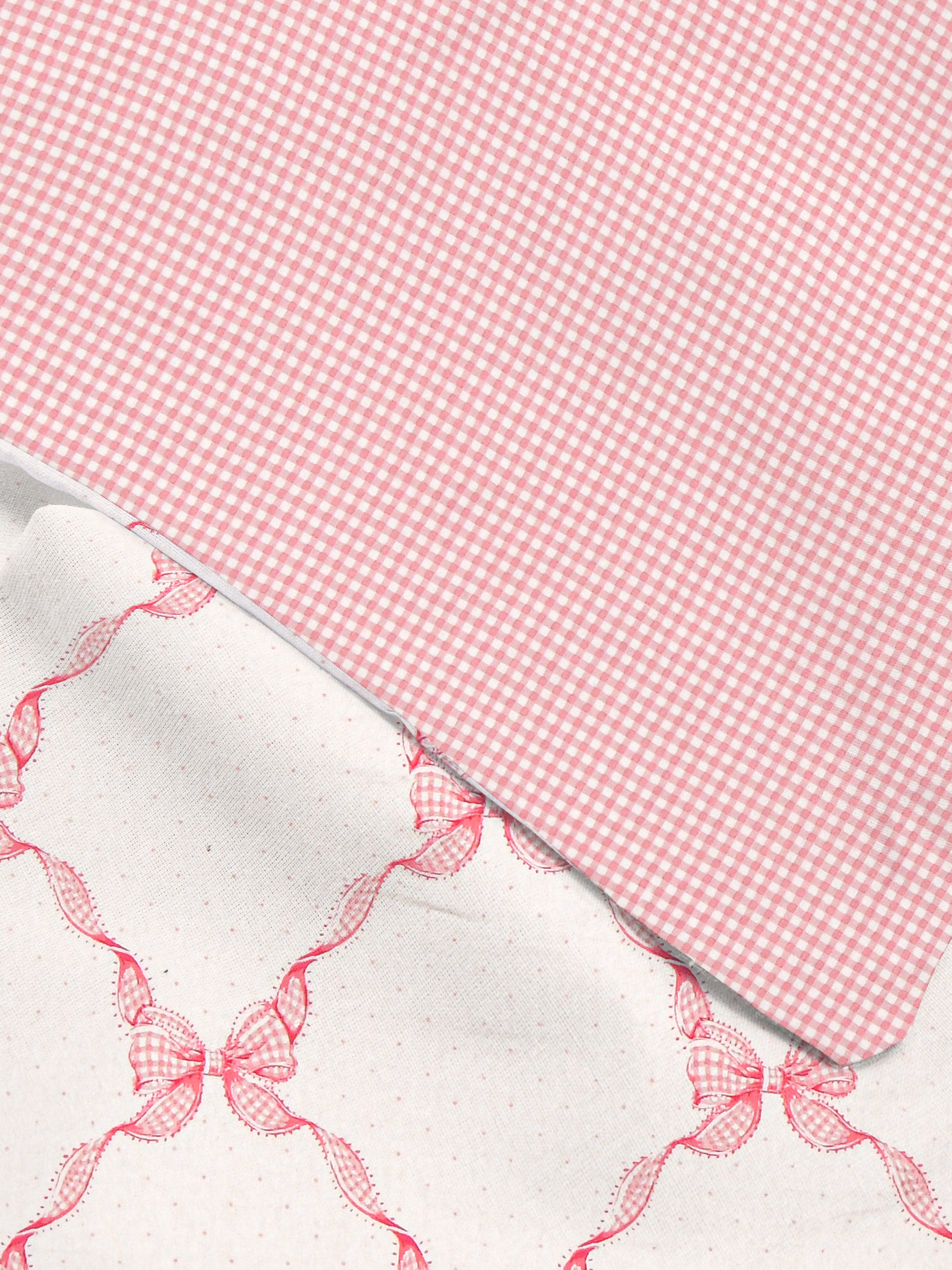 Gingham Bow Double Duvet Cover Set