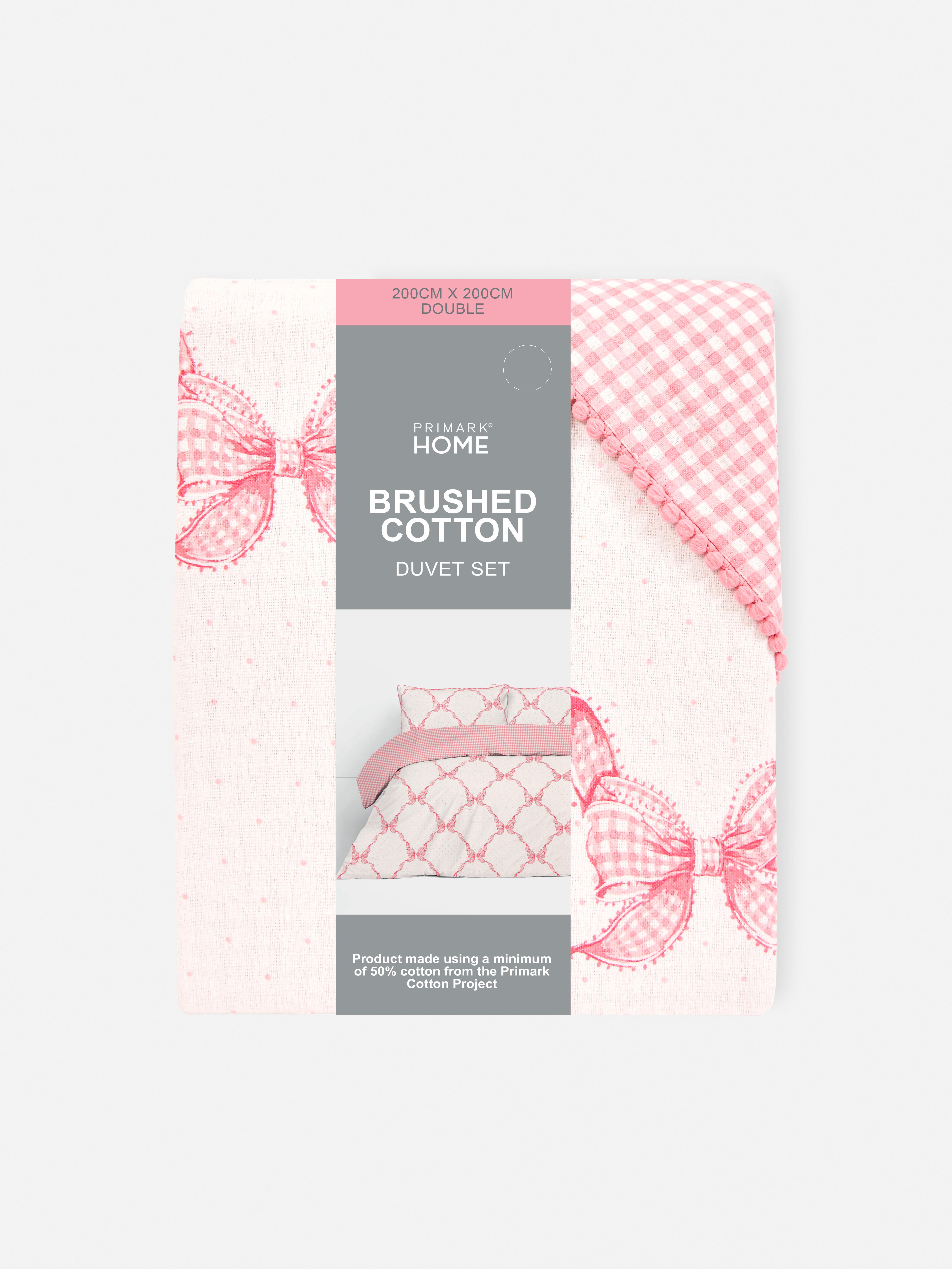 Gingham Bow Double Duvet Cover Set