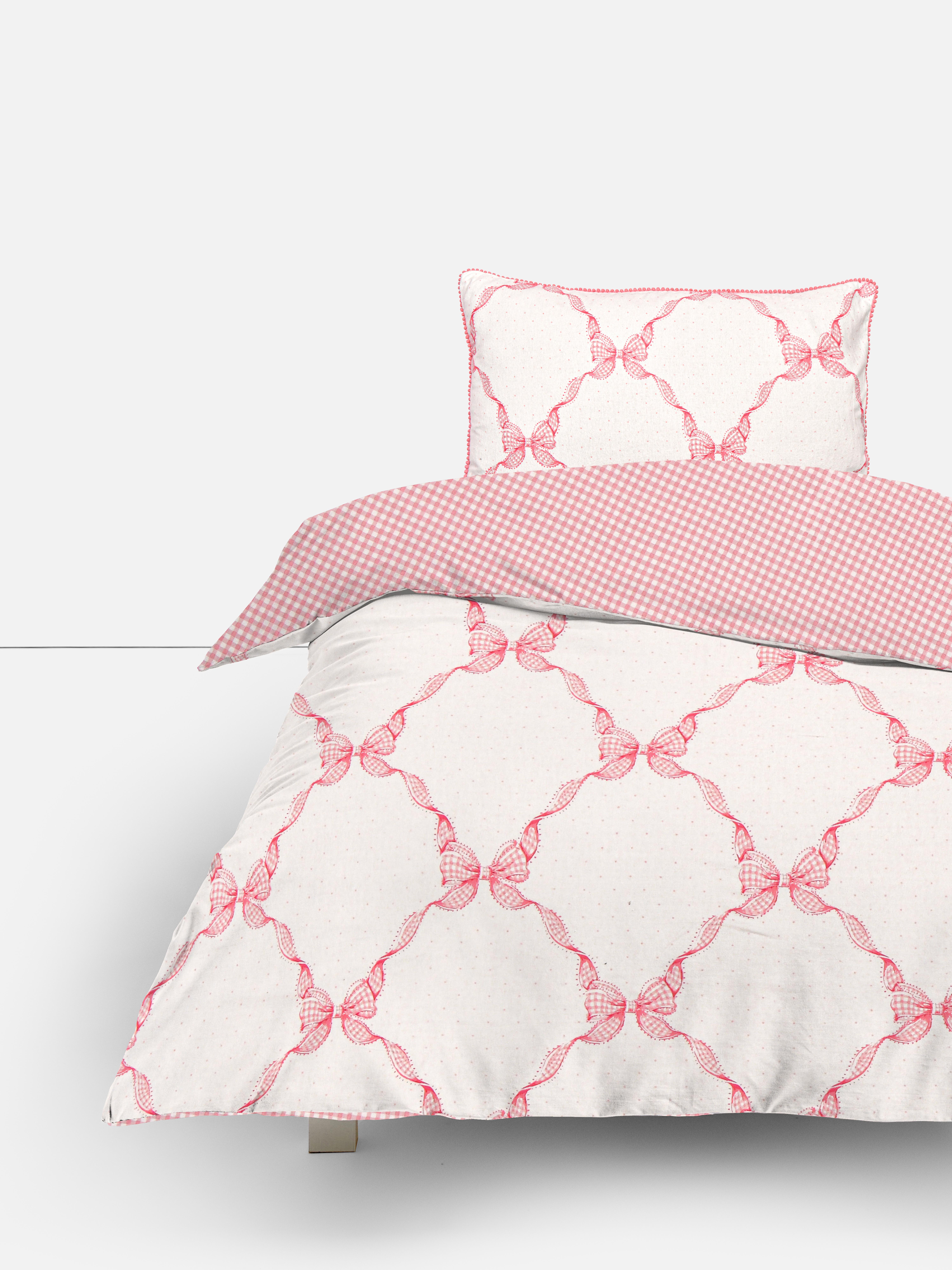 Gingham And Bow Single Duvet Cover Set