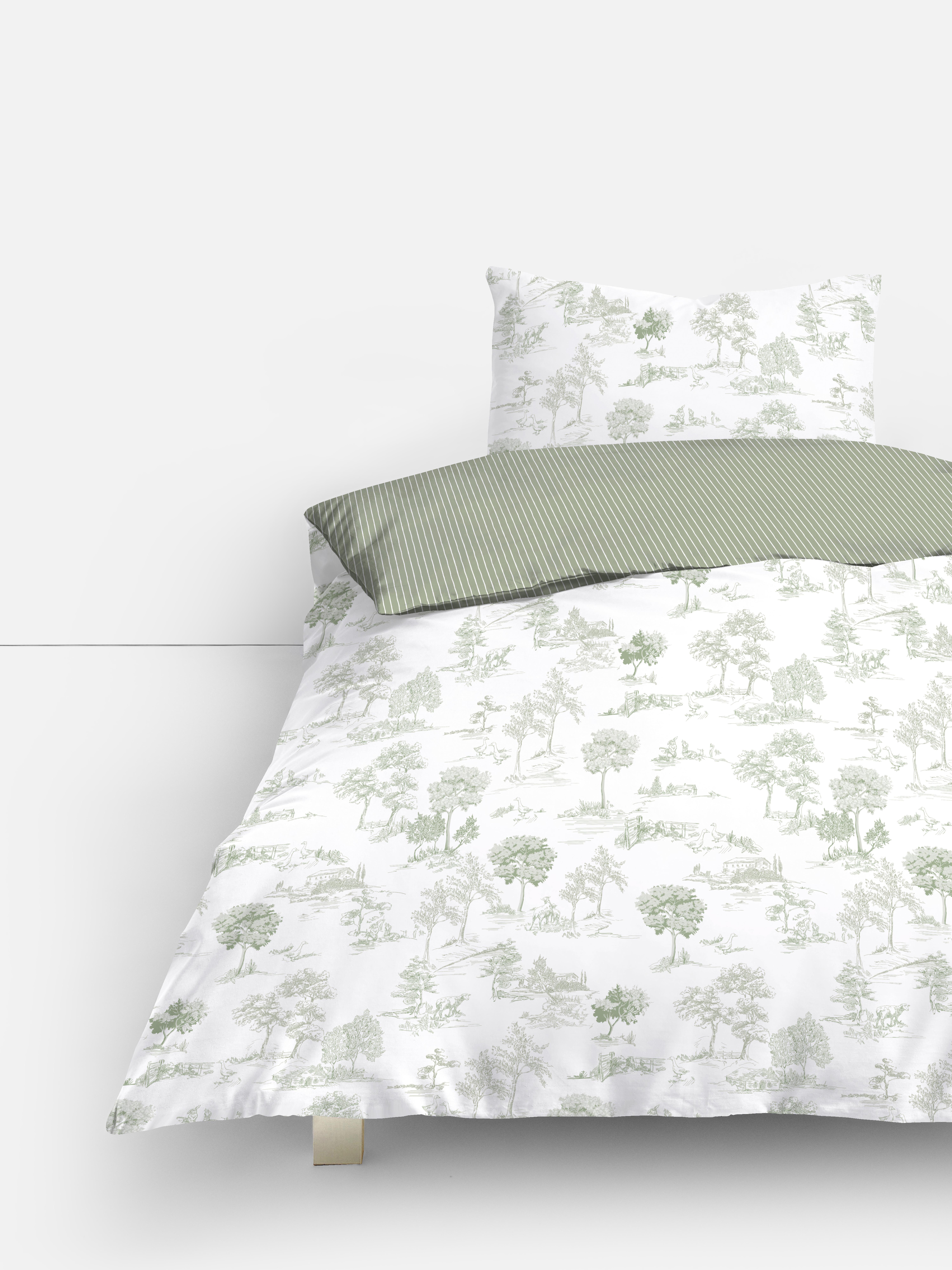 Parure de lit simple à motif toile de Jouy