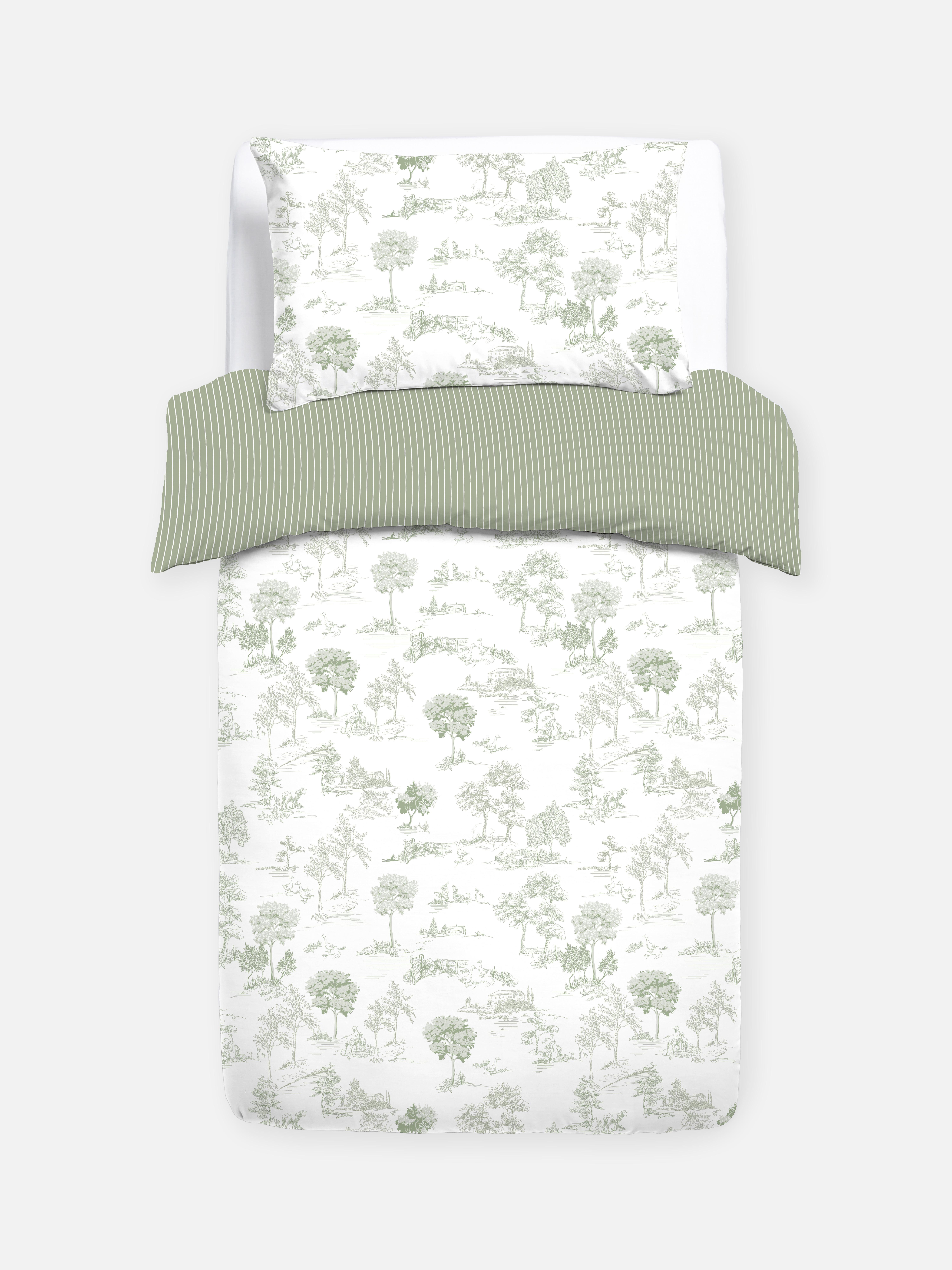 Parure de lit simple à motif toile de Jouy