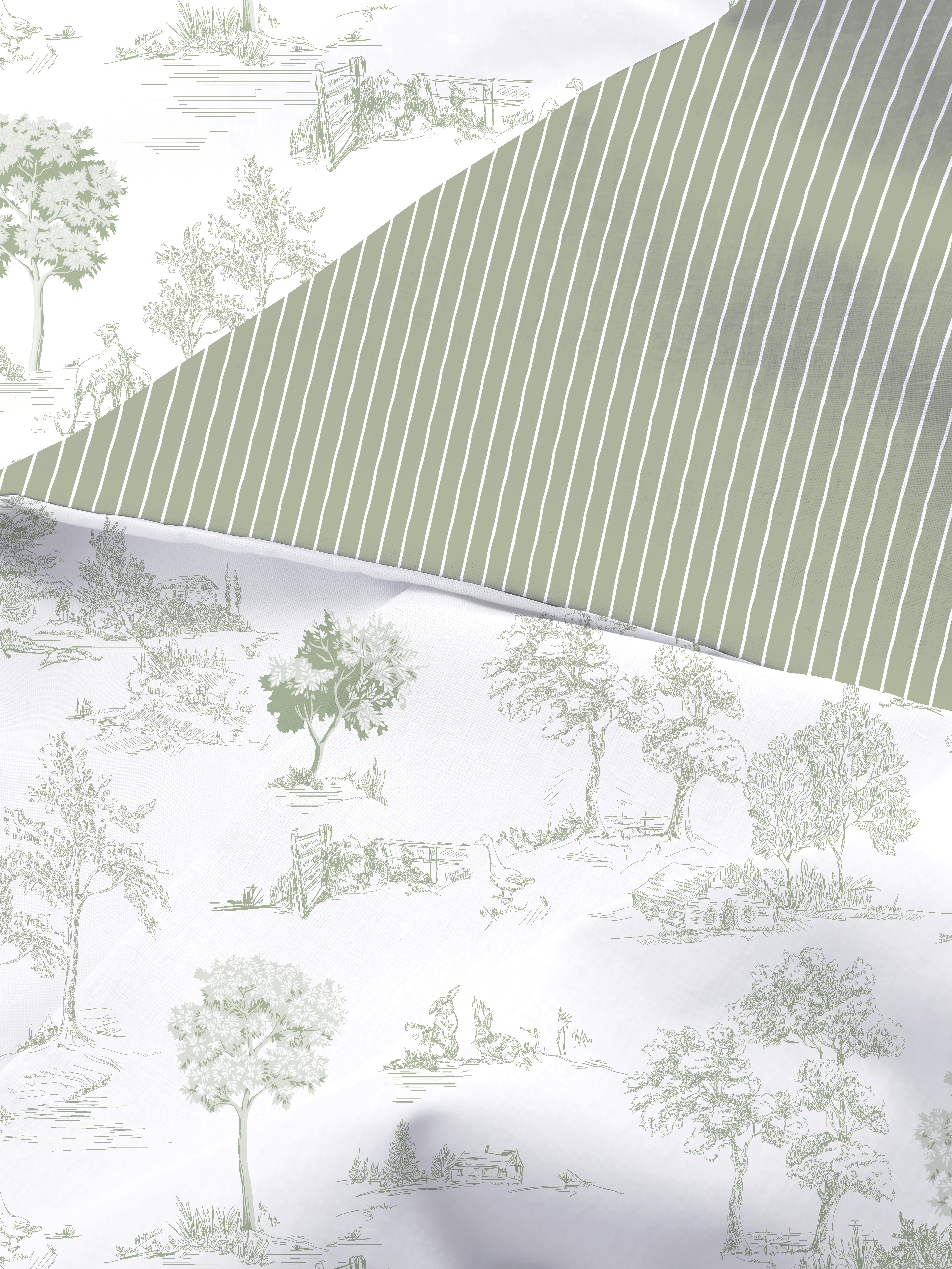 Parure de lit simple à motif toile de Jouy