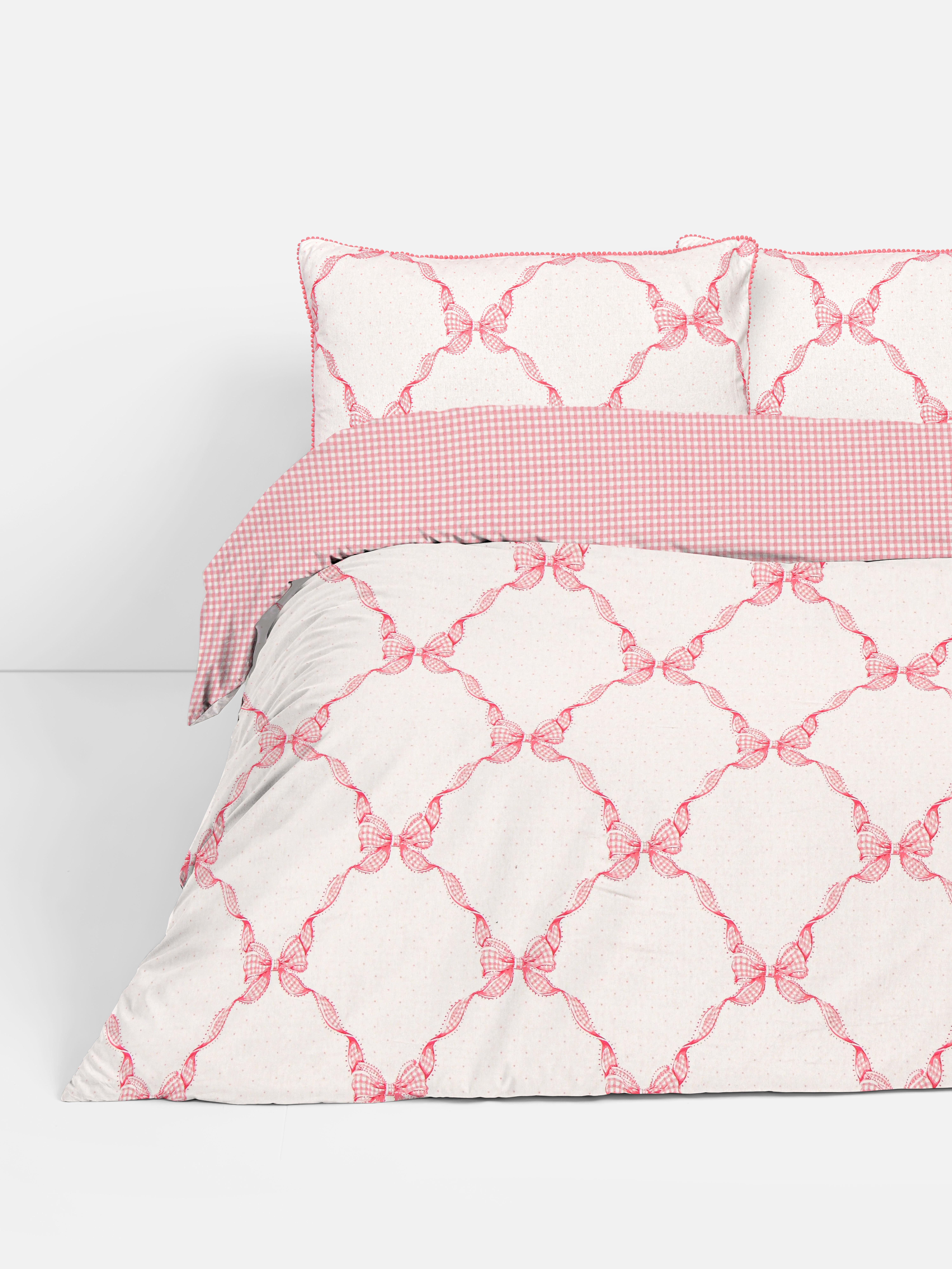 Gingham And Bow King Duvet Cover Set