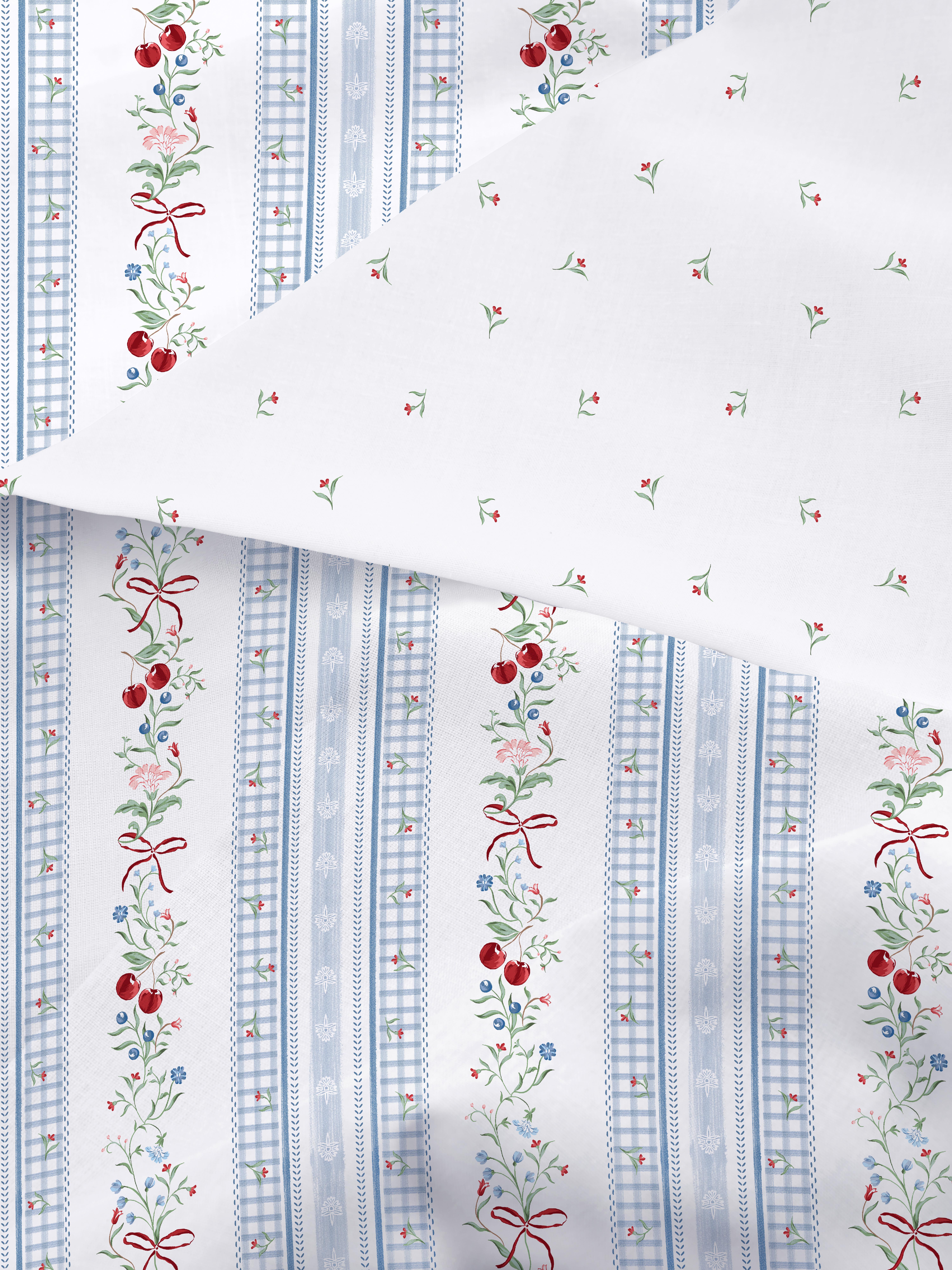 Reversible Stripe And Floral Double Duvet Cover Set