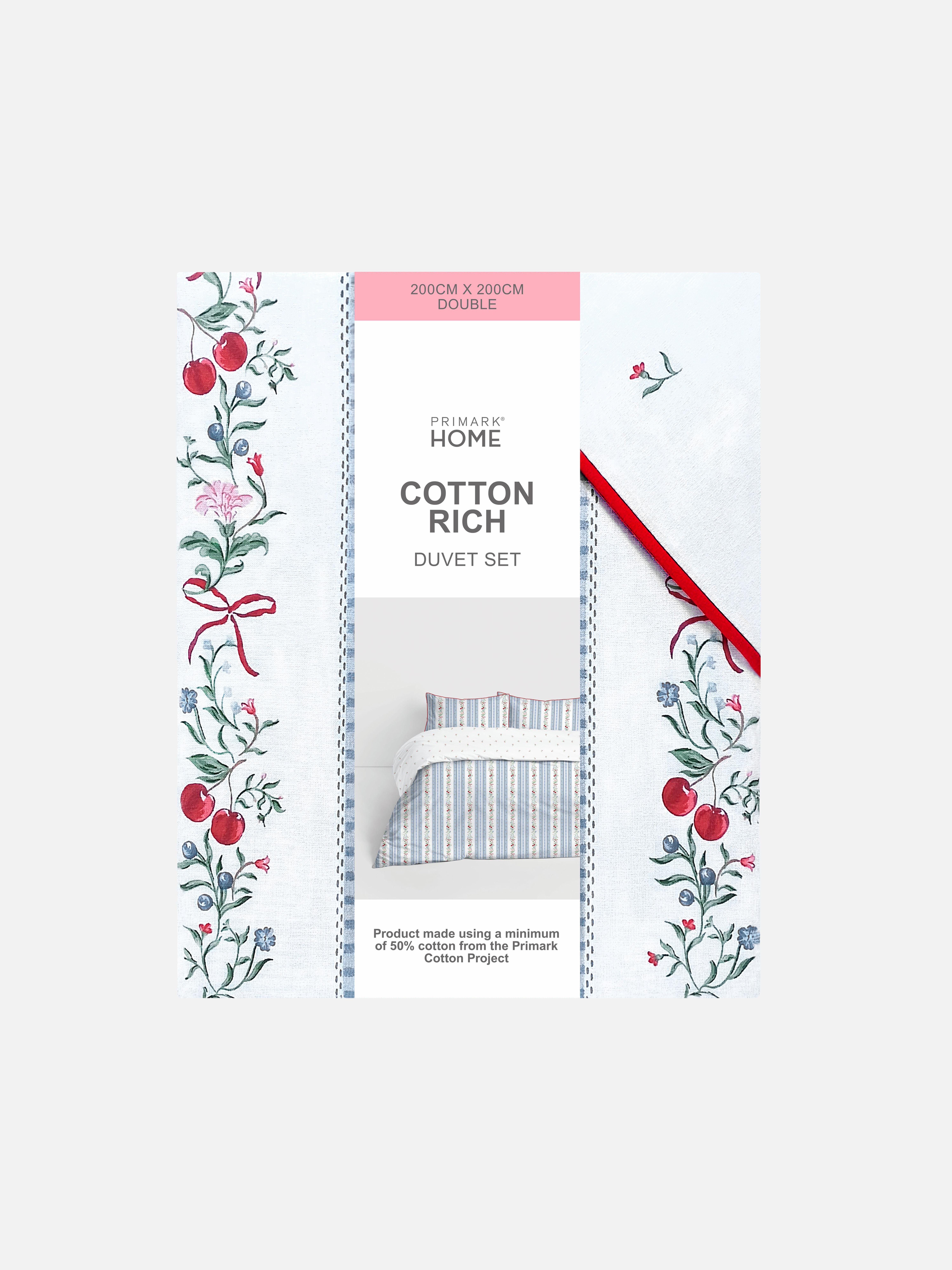 Reversible Stripe And Floral Double Duvet Cover Set