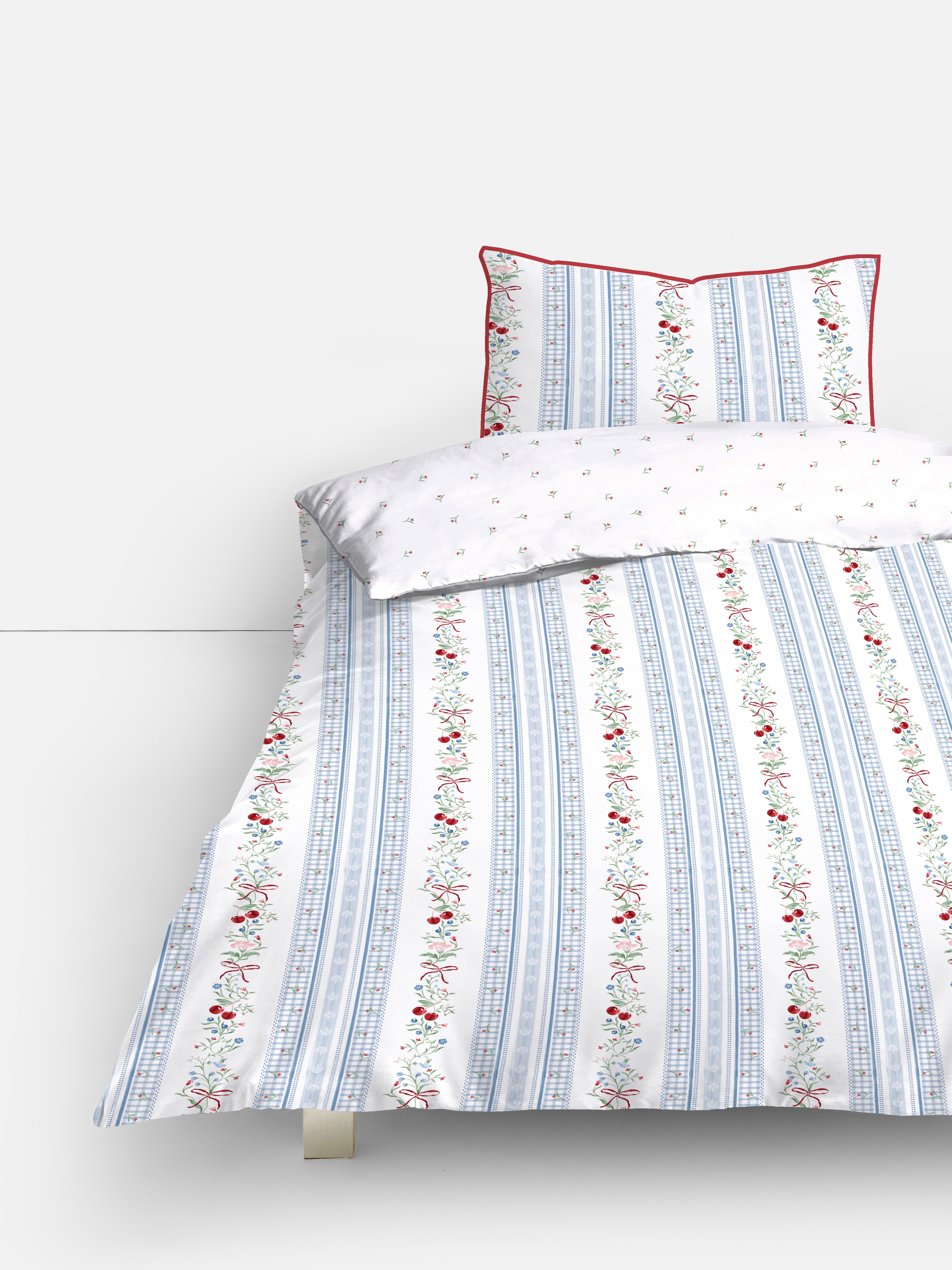 Reversible Stripe And Floral Single Duvet Cover Set