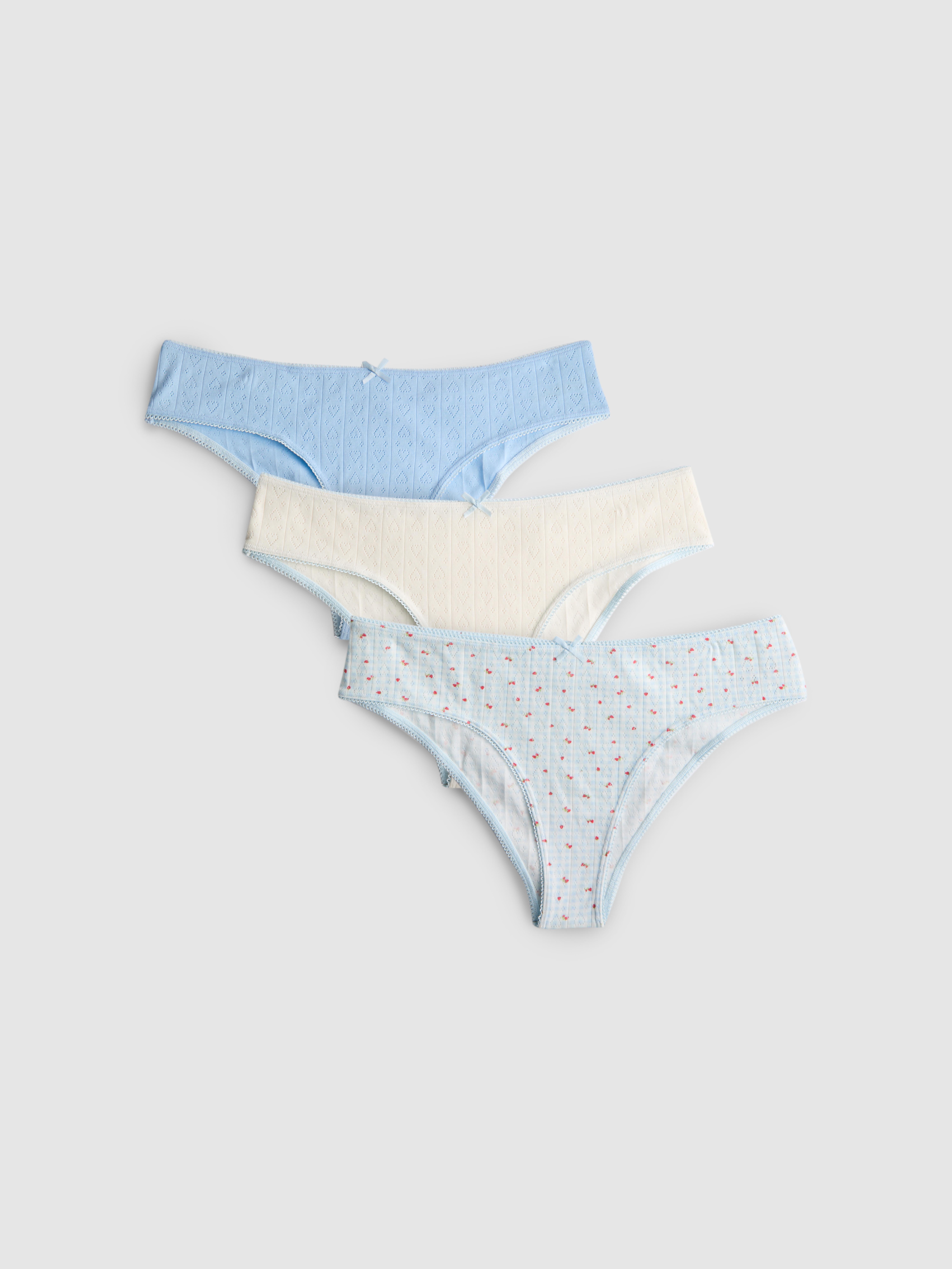 Lot de 3 culottes brésiliennes en pointelle de coton