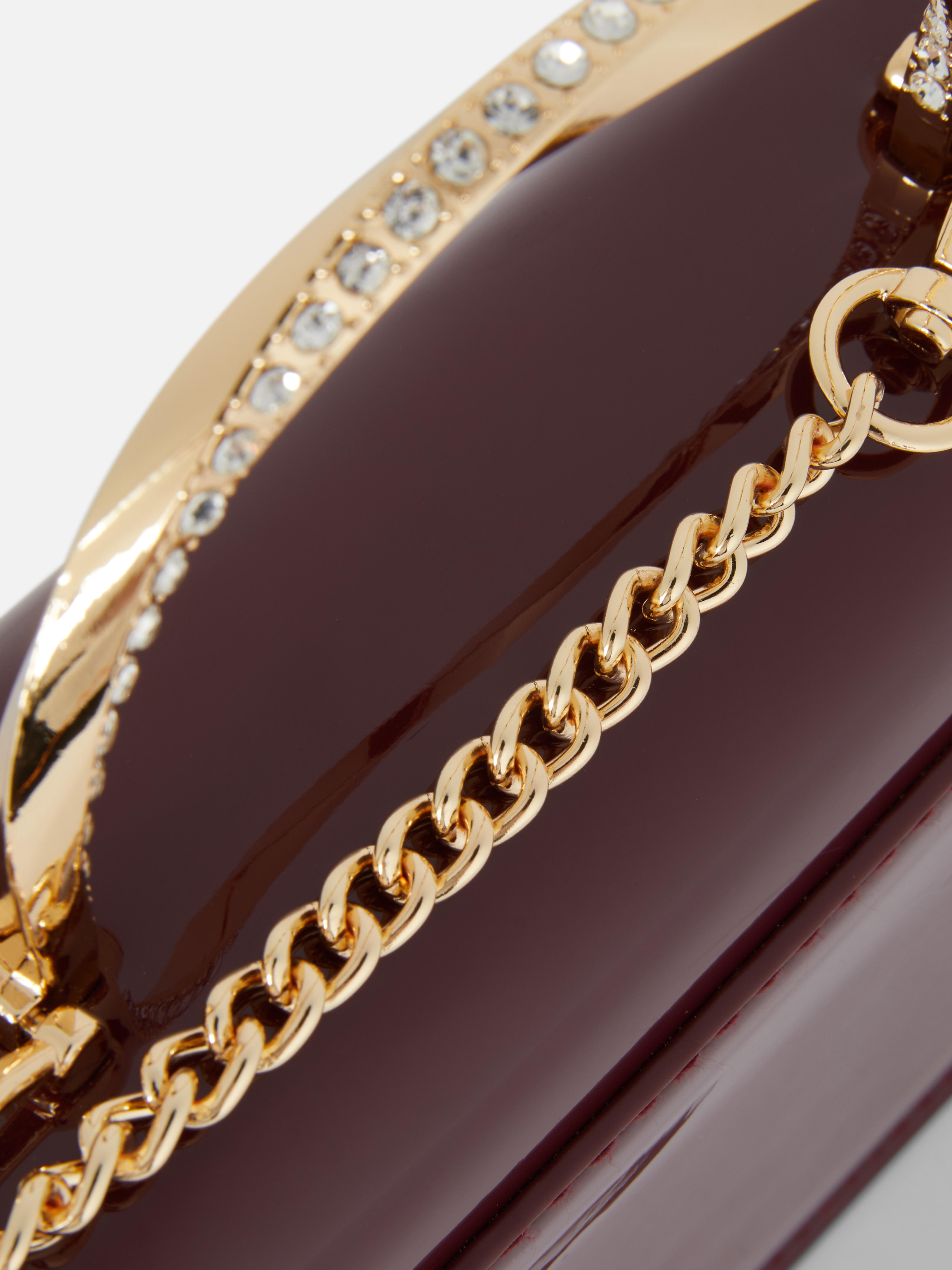 Encrusted Top Handle Patent Bag