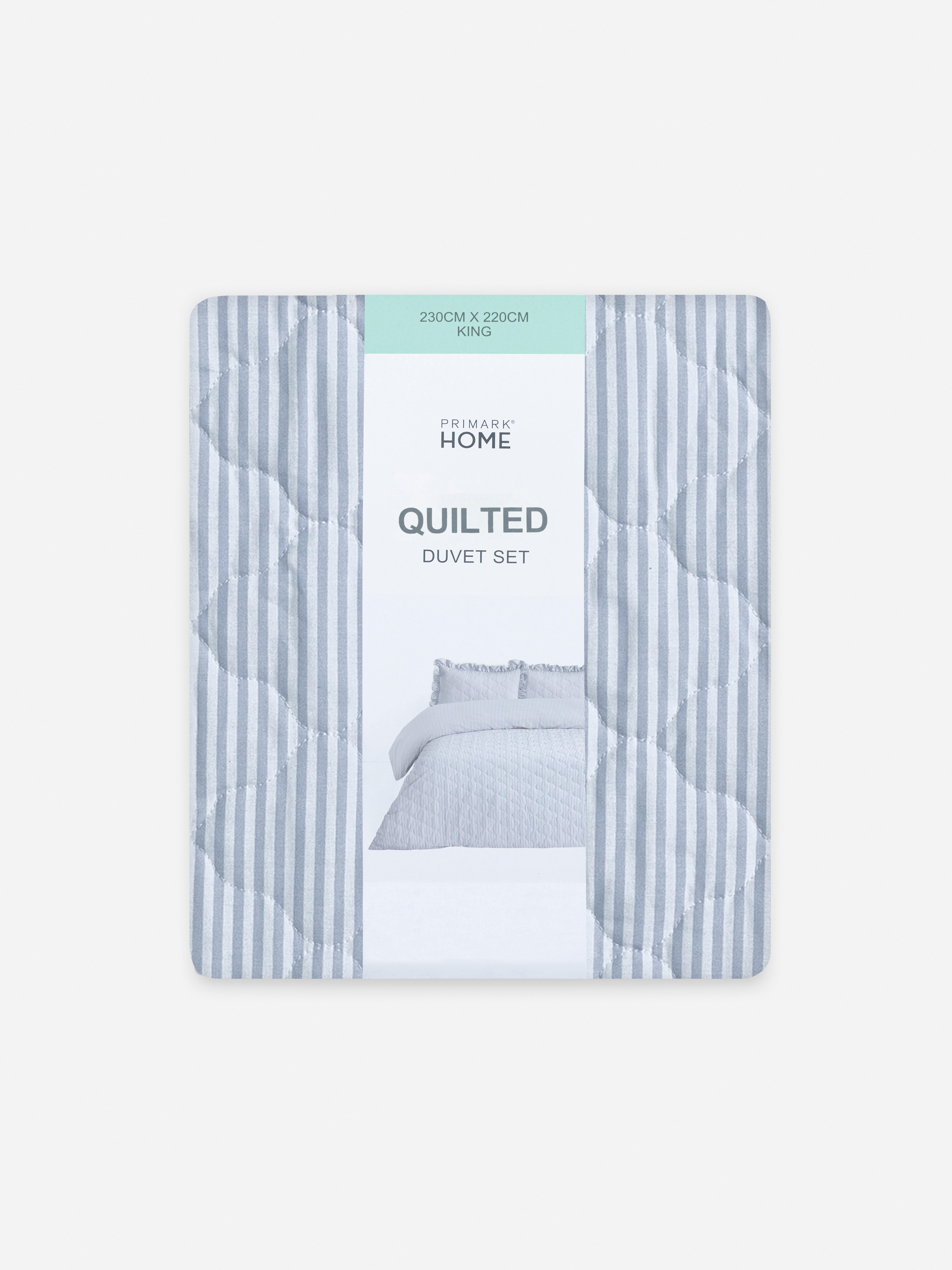 Quilted Stripe King Duvet Cover Set