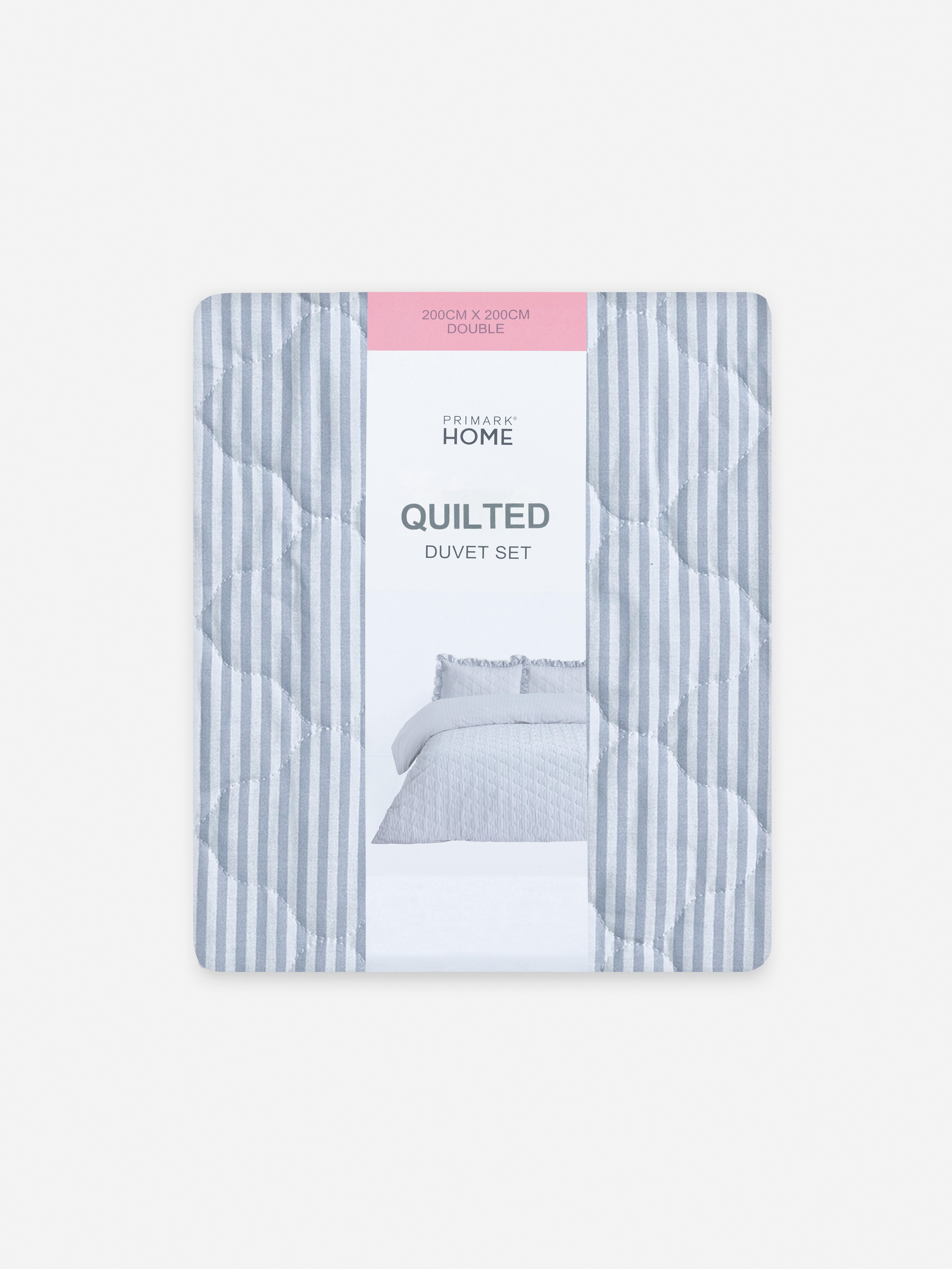 Quilted Stripe Double Duvet Cover Set