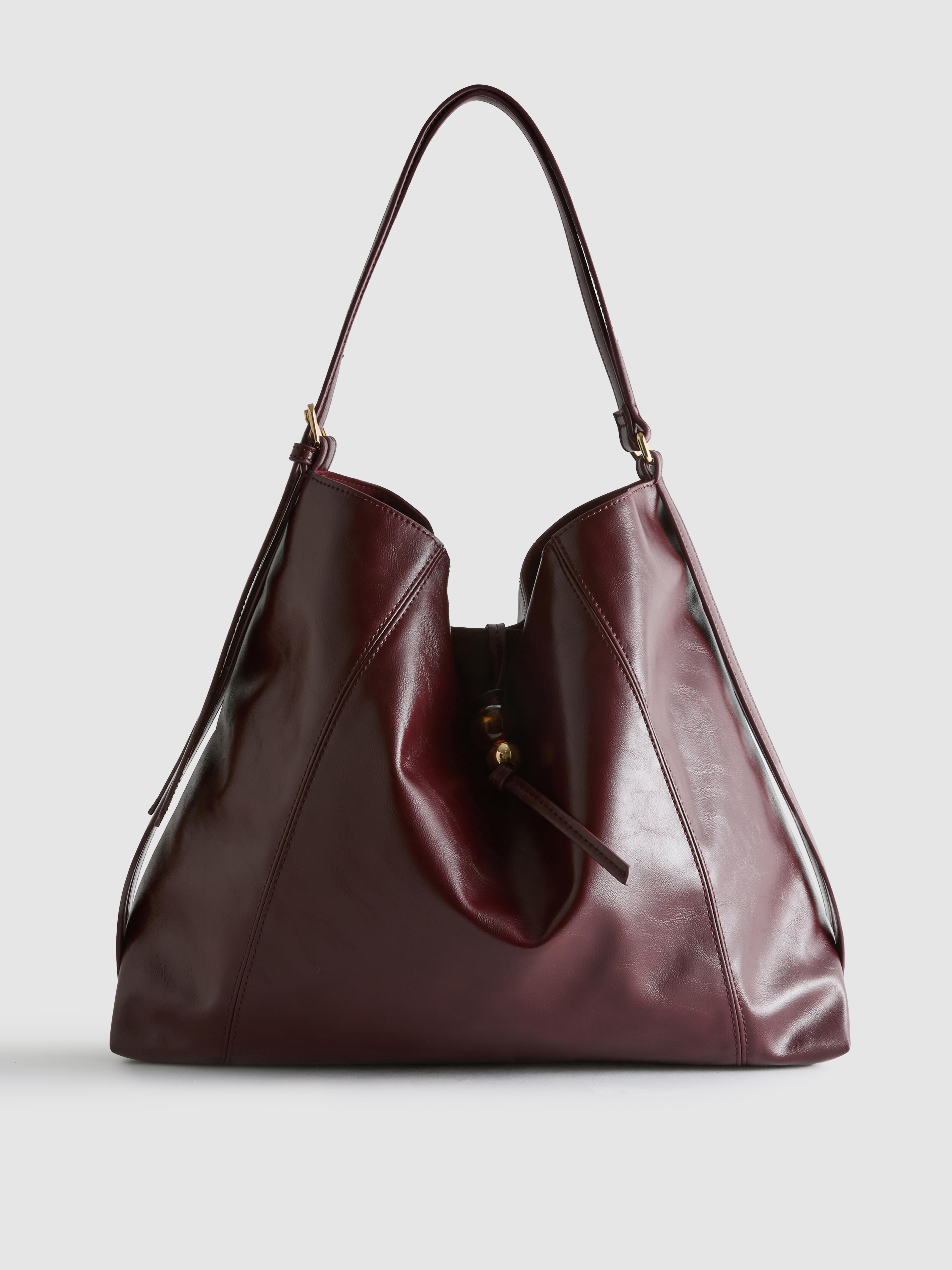 Faux Leather Oil Slick Shopper Bag