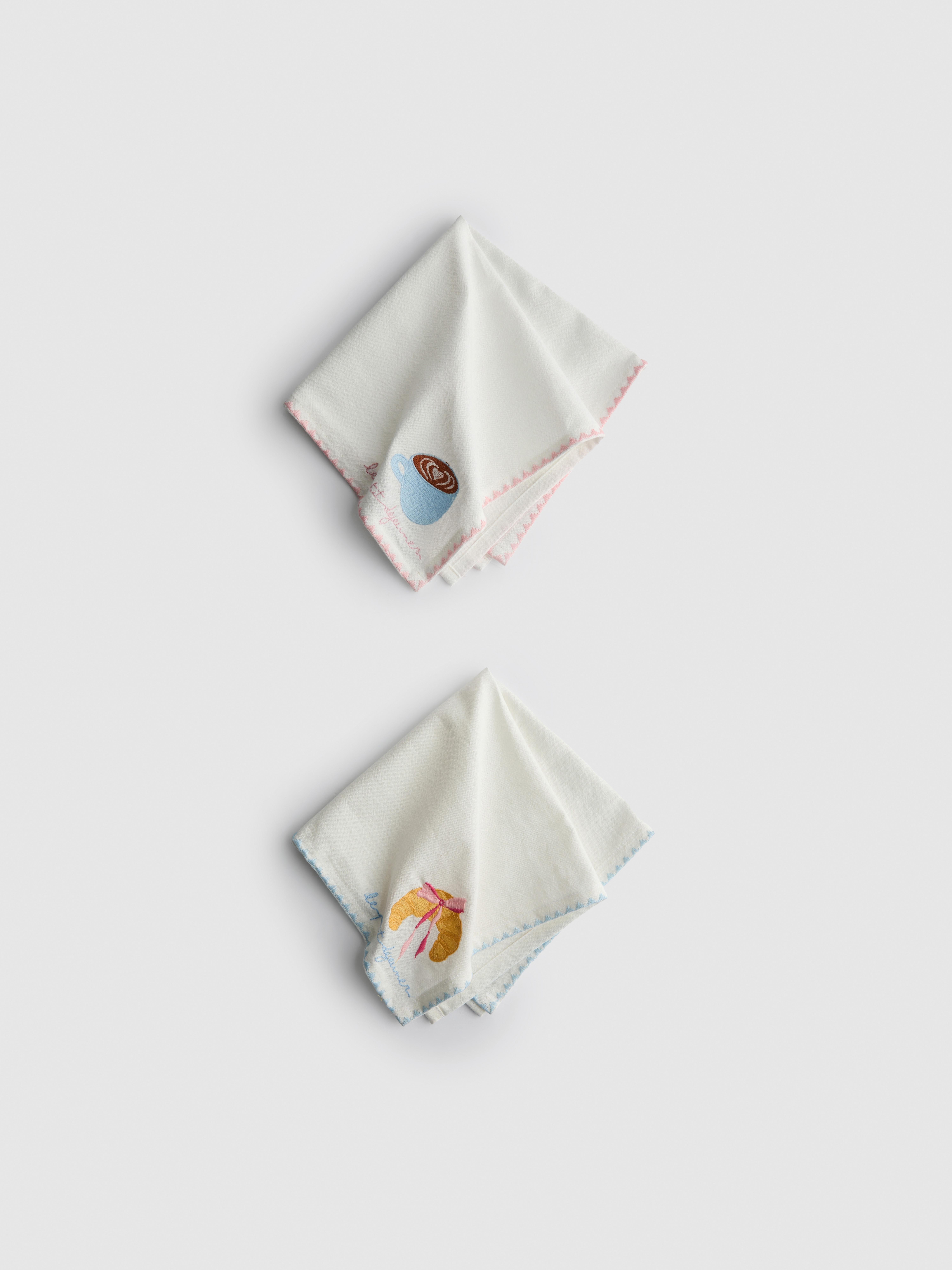 2pk Breakfast Embroidered Napkins