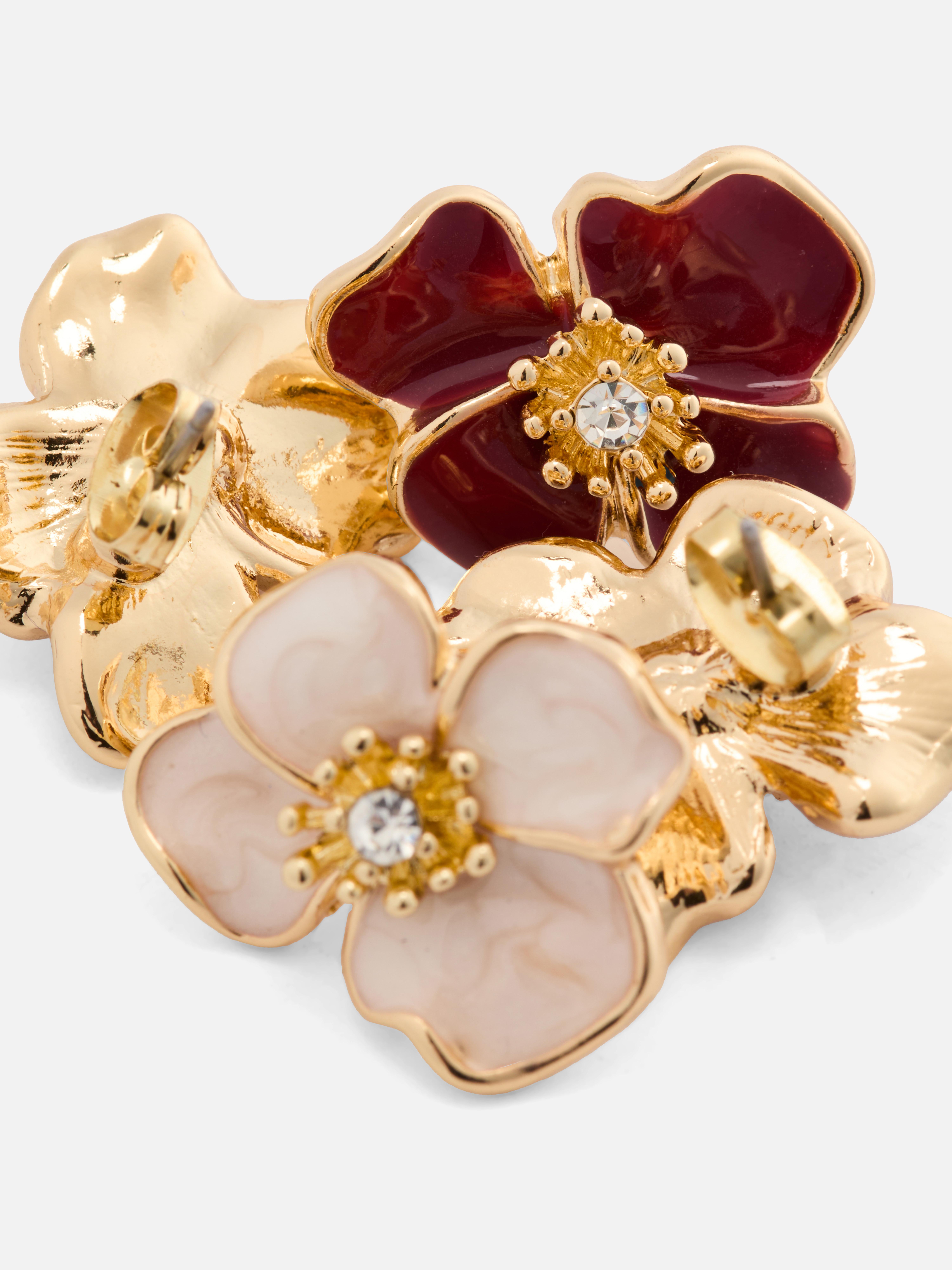 2pk Enamel Floral Earrings