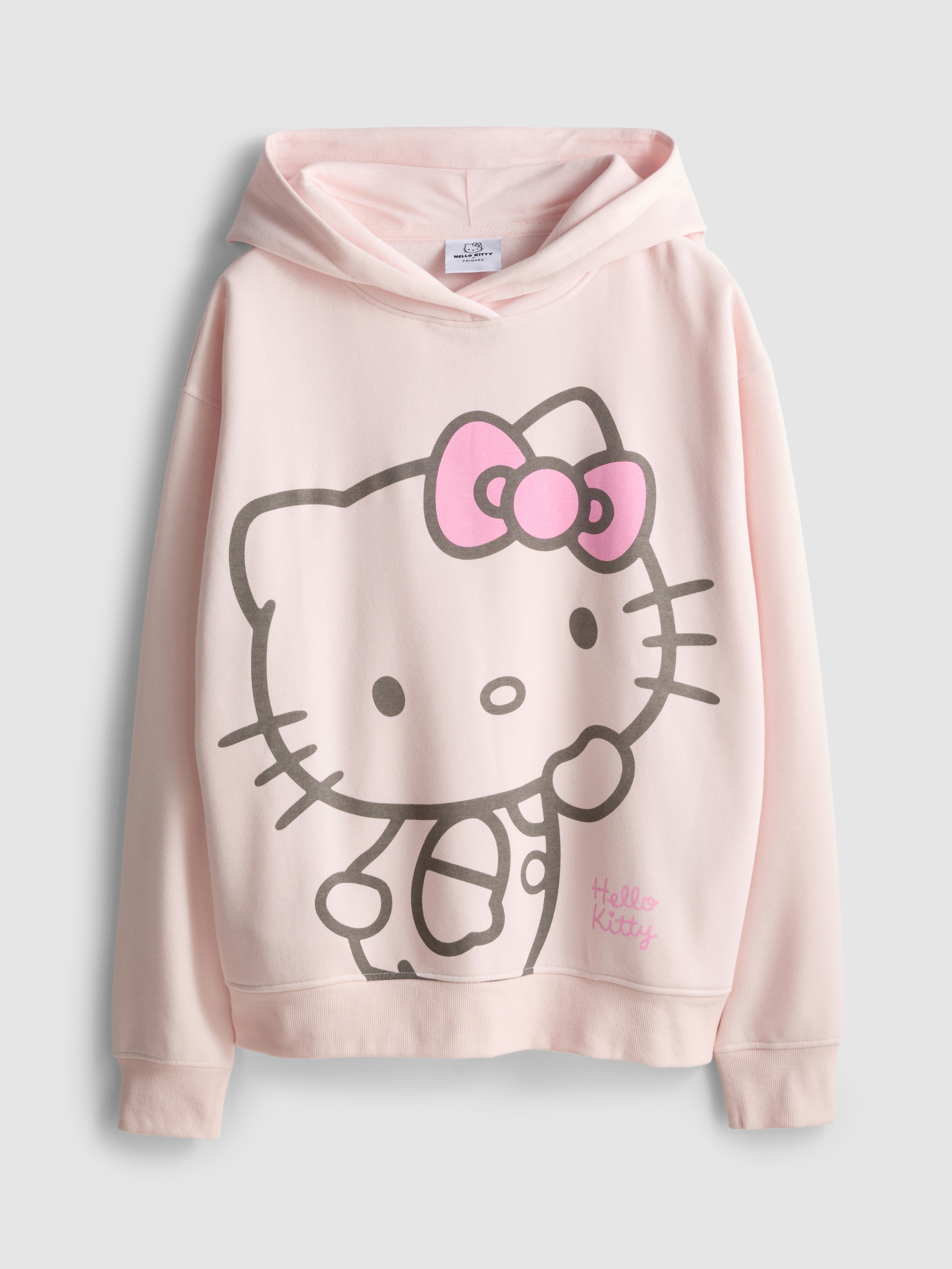 Women's Pink Hello Kitty Cotton-Blend Graphic Hoodie