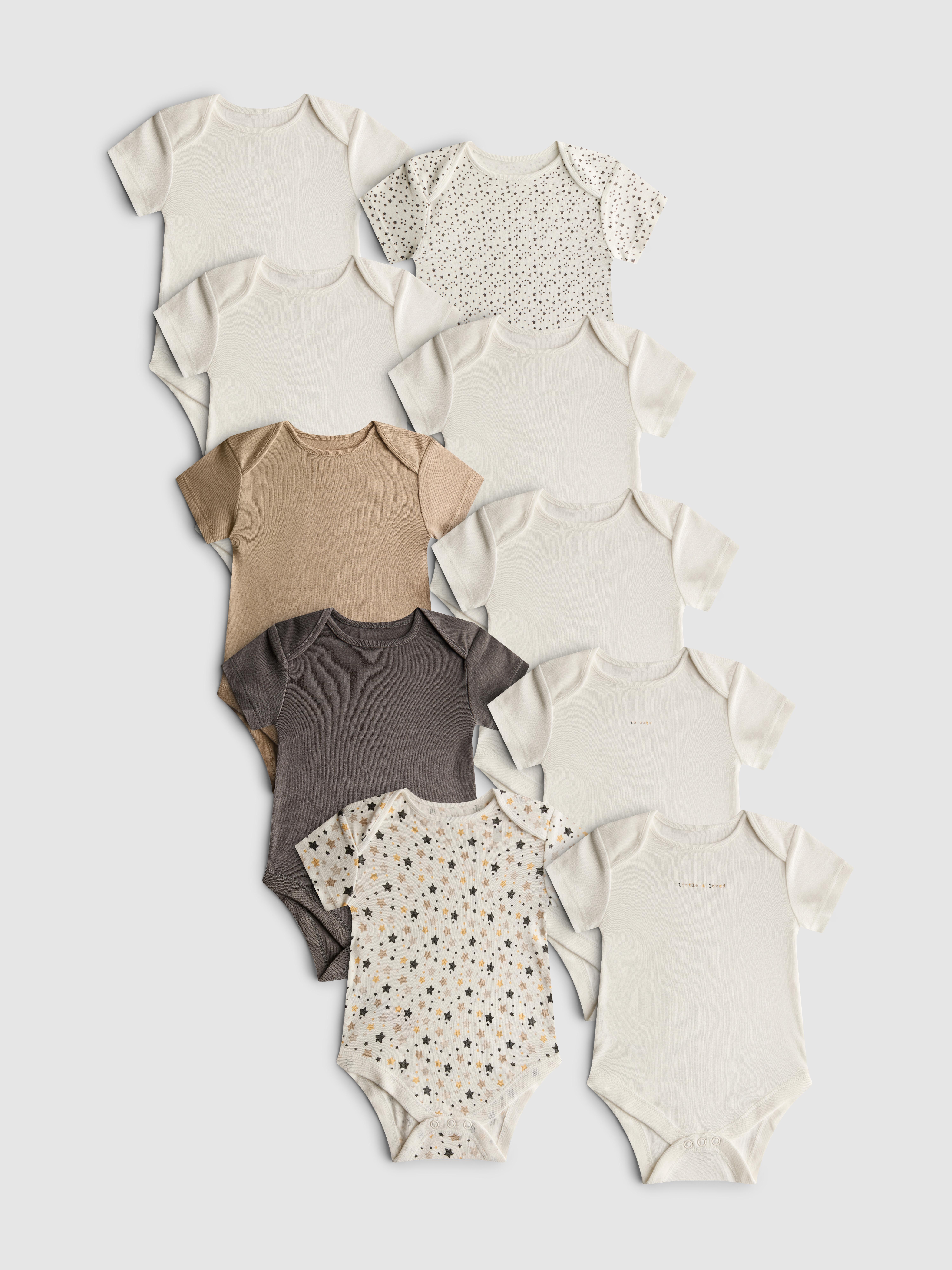 0-24mths | 10pk Ribbed Short-Sleeve Onesies